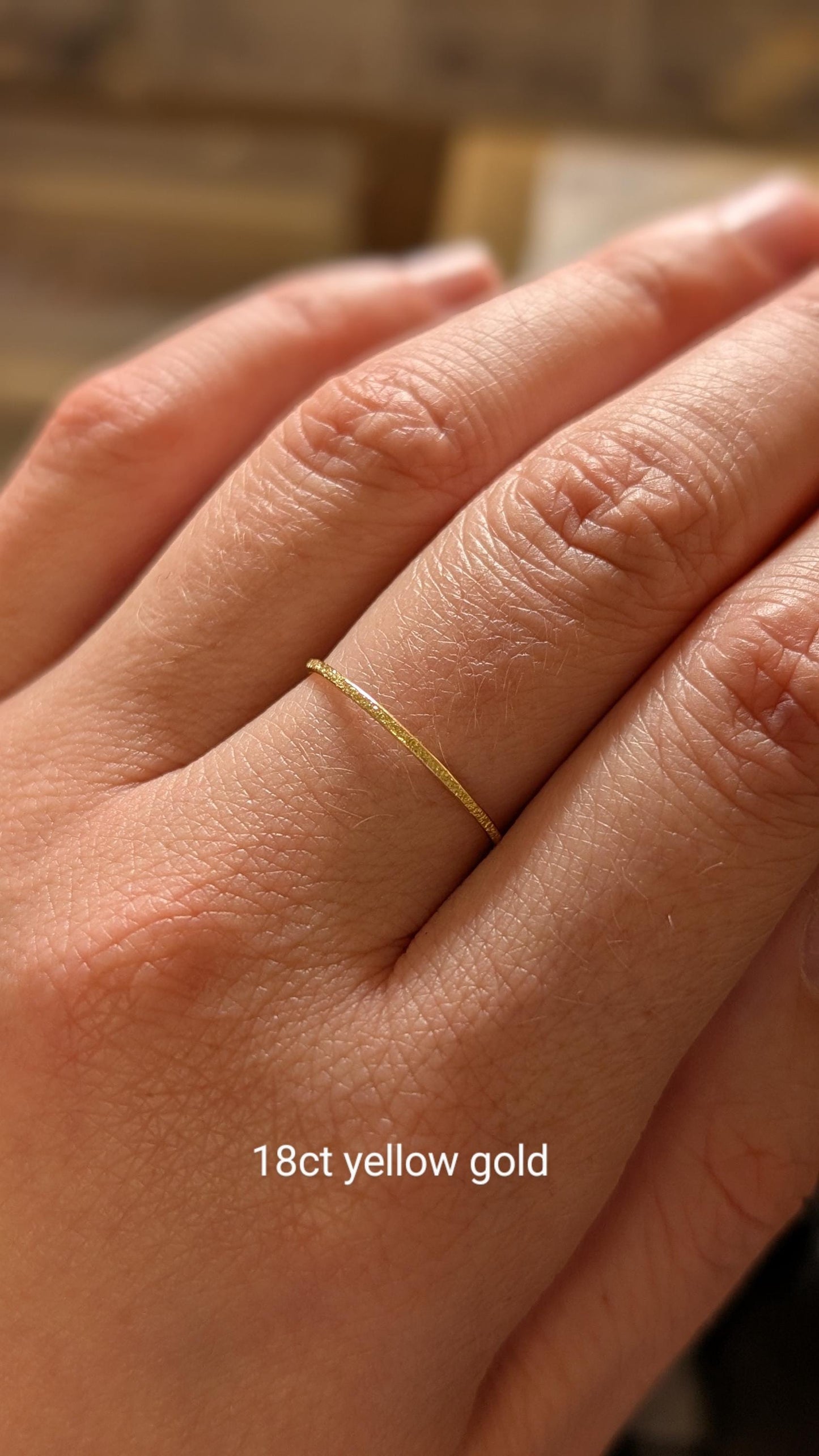 Solid 9ct Recycled Gold Stardust Skinny Stacking Ring