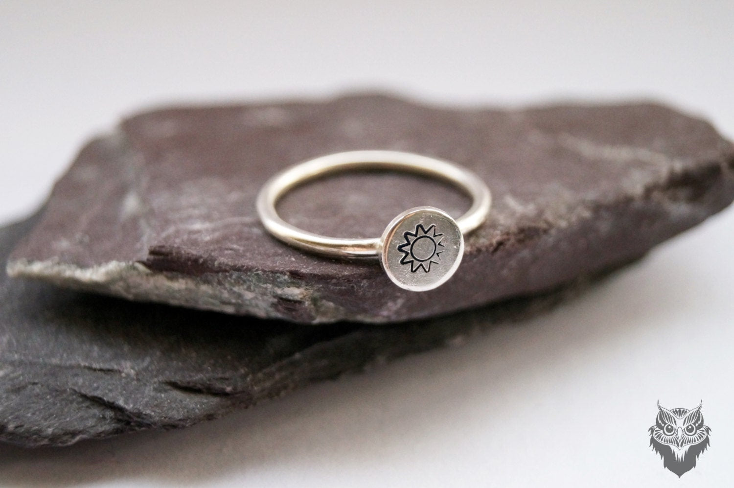 Sterling Silver Engraved Sun Ring ~ stamped, sterling silver, gift, nature, celestial, science, geeky, statement ring, cute, recycled