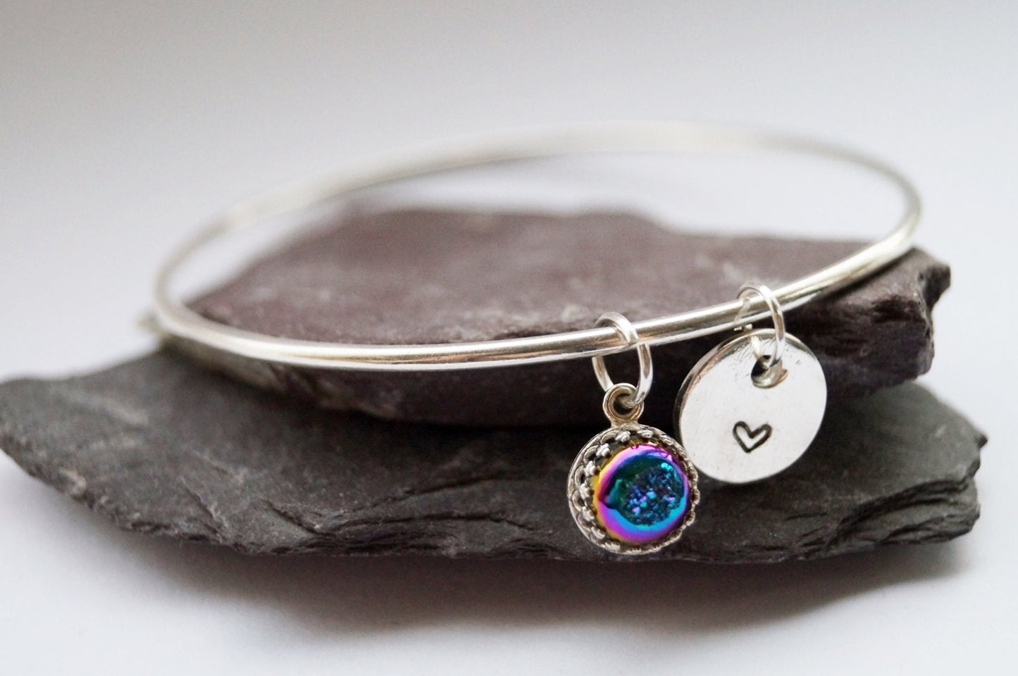 Drusy Personalised Sterling Silver Bangle