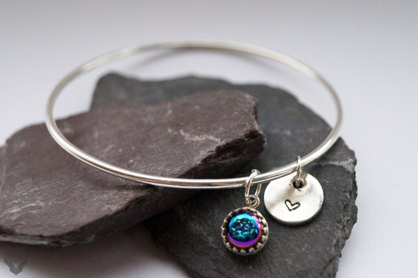 Drusy Personalised Sterling Silver Bangle