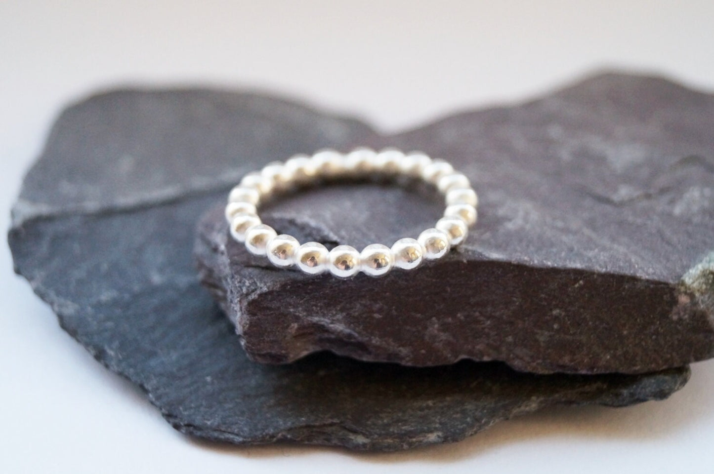 Big Beaded Band Sterling Silver Ring