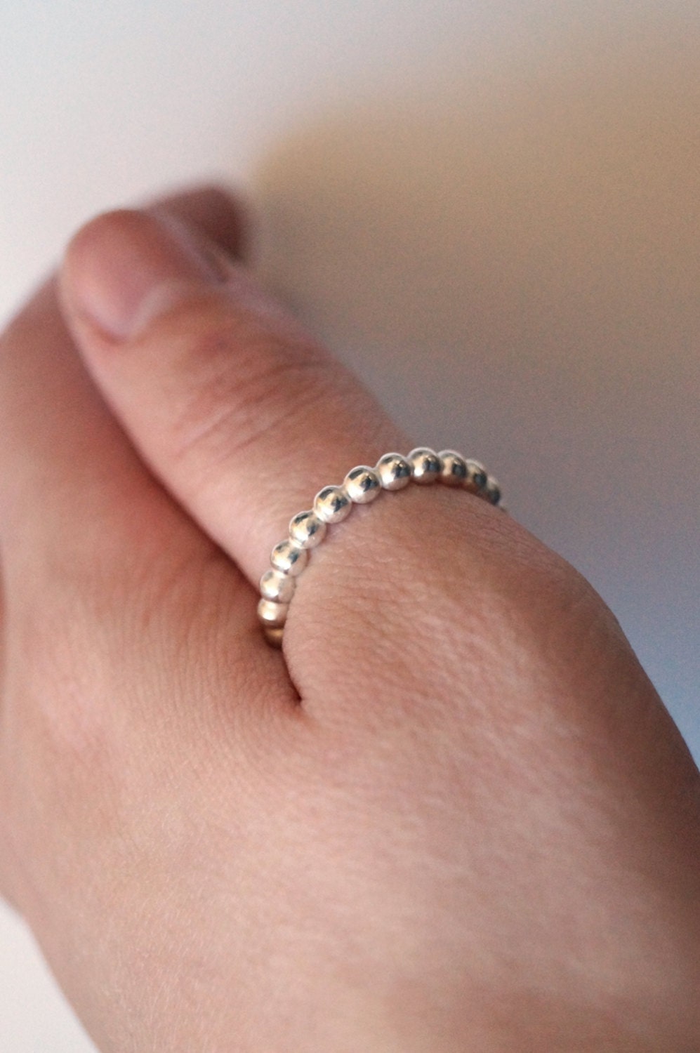 Big Beaded Band Sterling Silver Ring