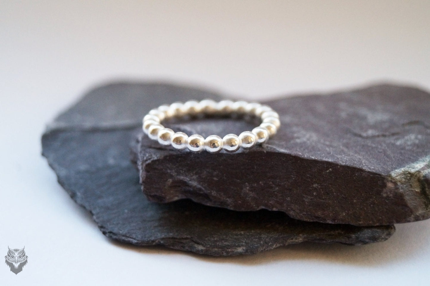 Big Beaded Band Sterling Silver Ring