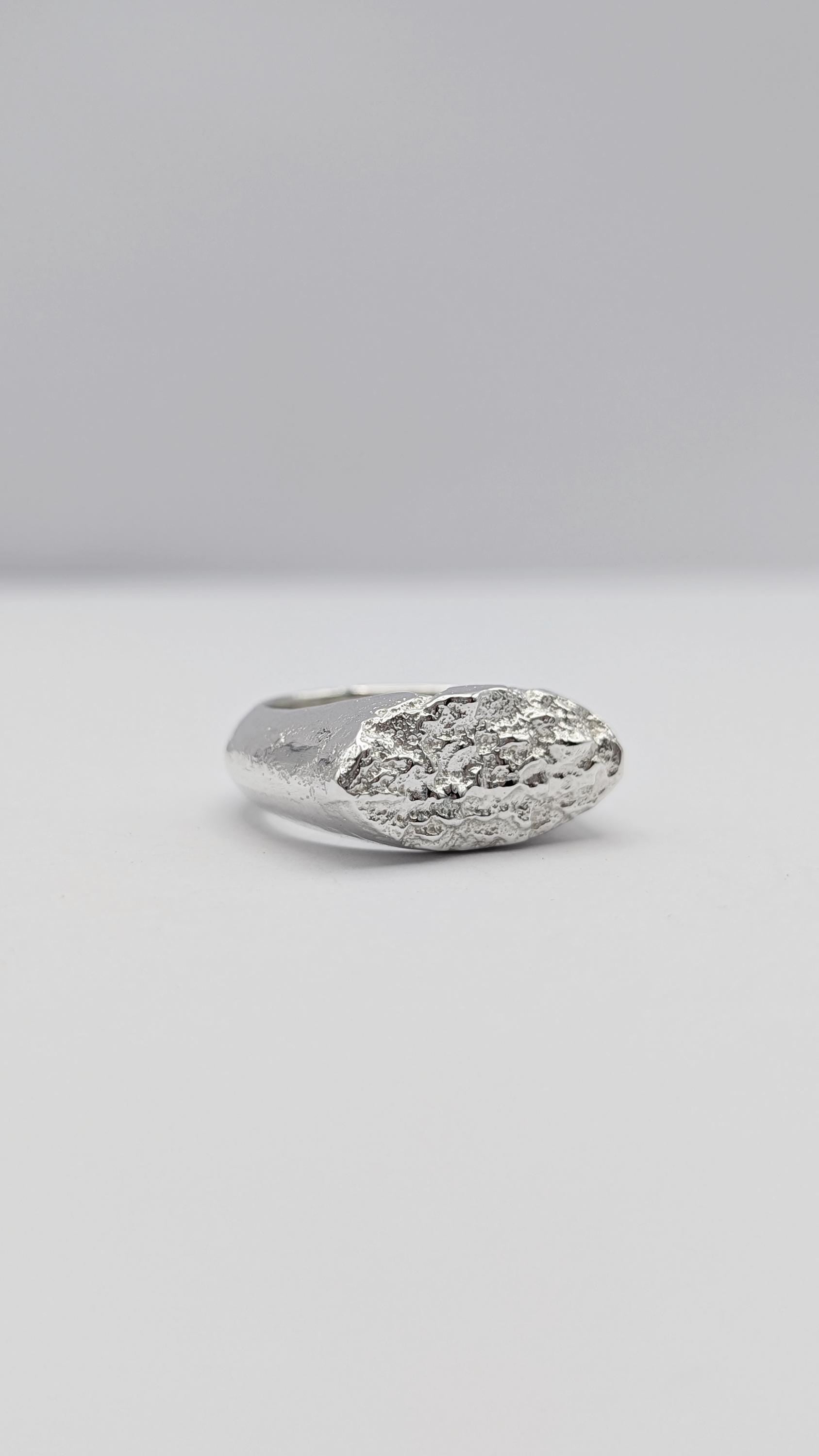 From The Earth ~ Chunky Recycled Sterling Silver Signet Ring ~ statement ring, organic, rustic, textured, large, heavyweight