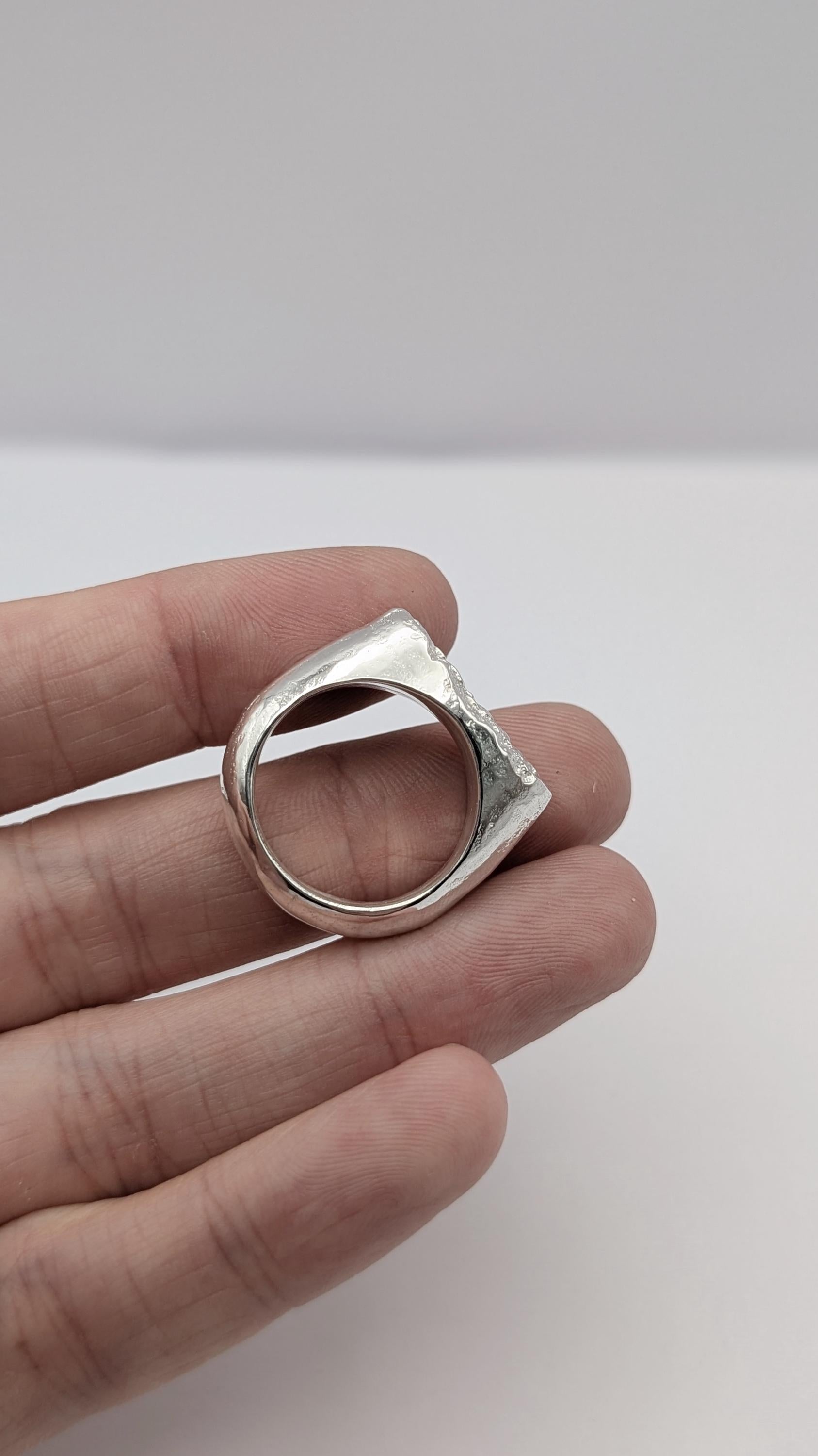 From The Earth ~ Chunky Recycled Sterling Silver Signet Ring ~ statement ring, organic, rustic, textured, large, heavyweight