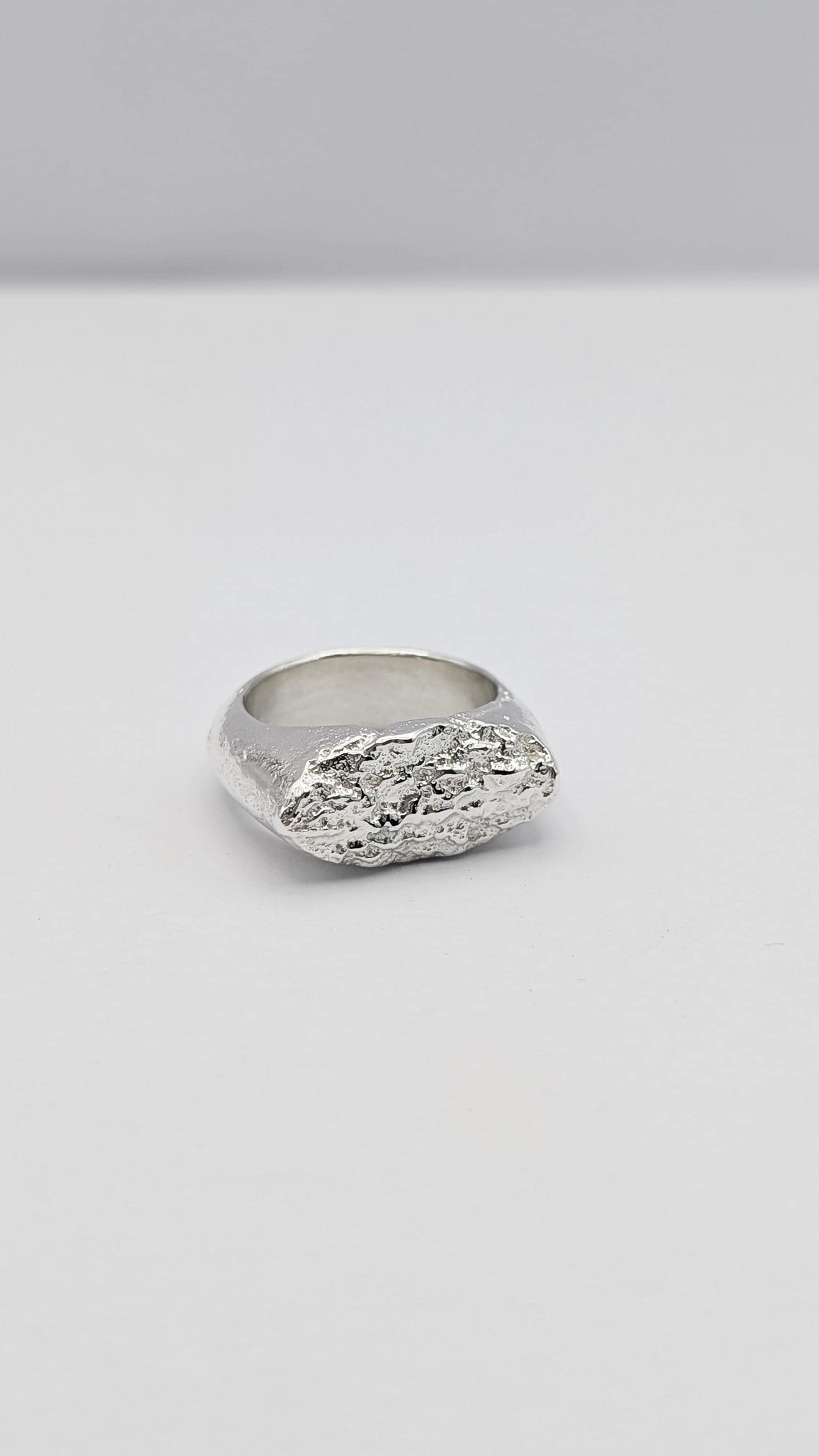From The Earth ~ Chunky Recycled Sterling Silver Signet Ring ~ statement ring, organic, rustic, textured, large, heavyweight