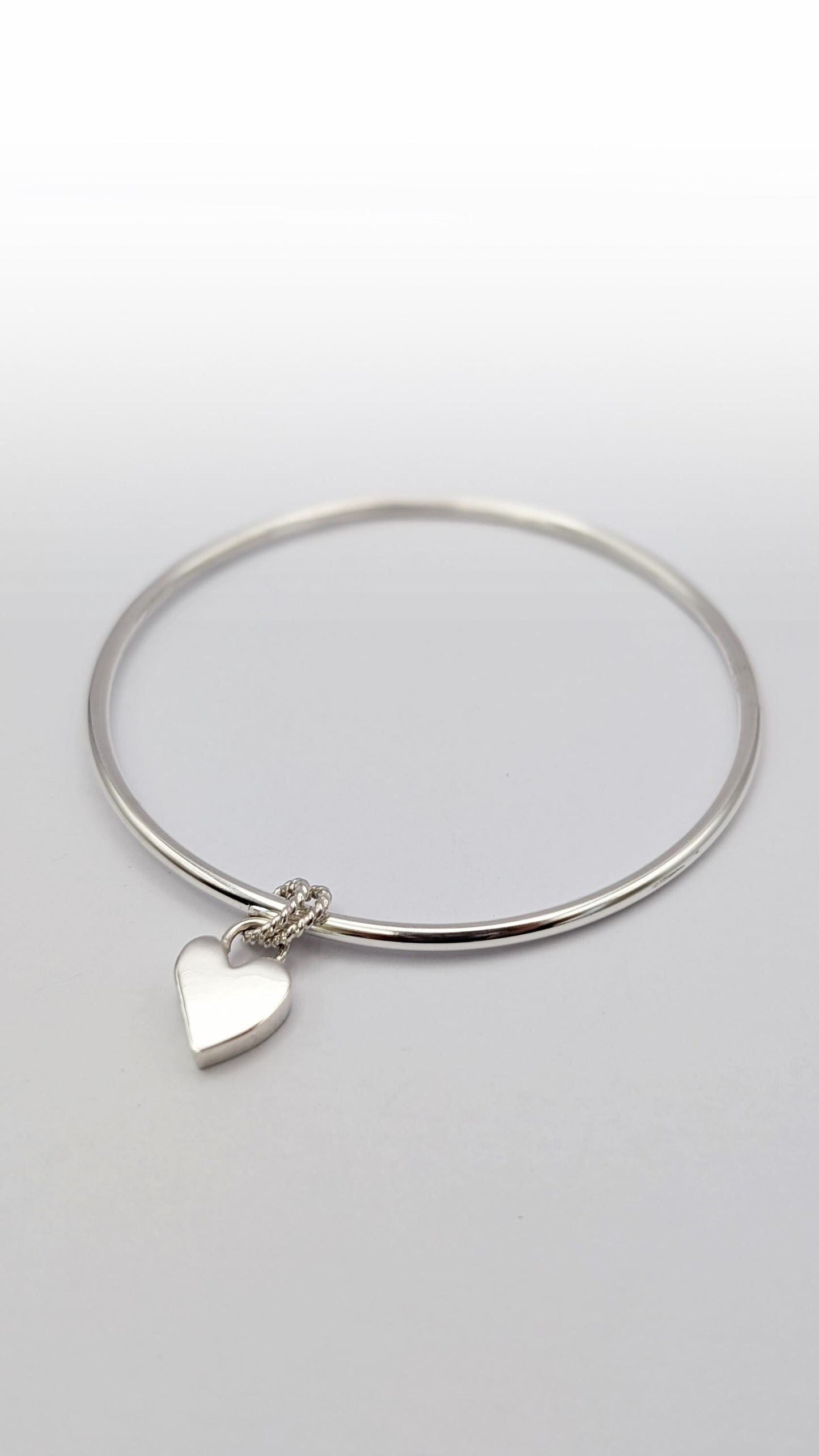 Scribble Heart Sterling Silver Charm Bangle ~ recycled silver, love and friendship, birthday, gift for her, valentine's day