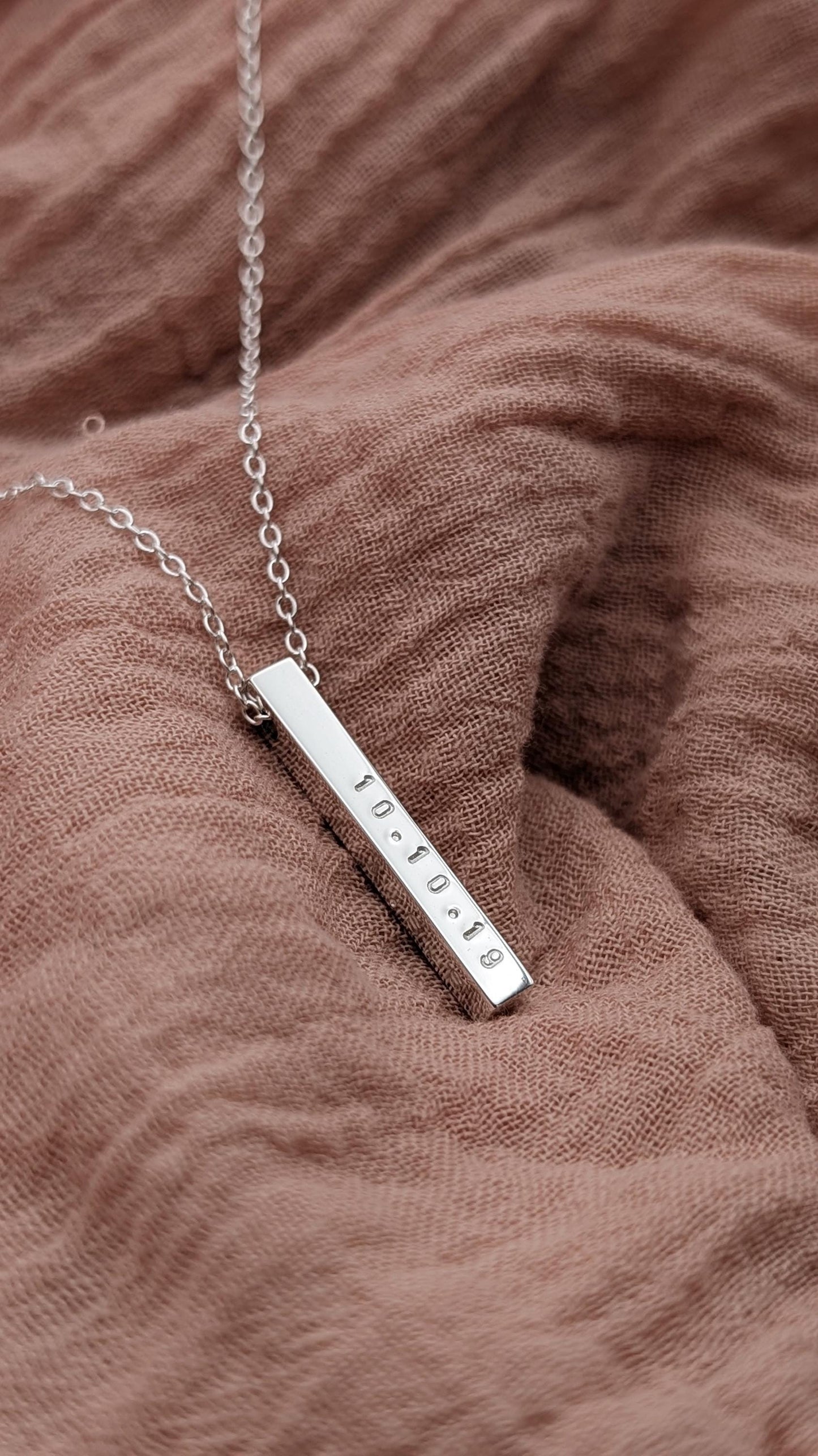 Sterling Silver Solid Bar Personalised Necklace