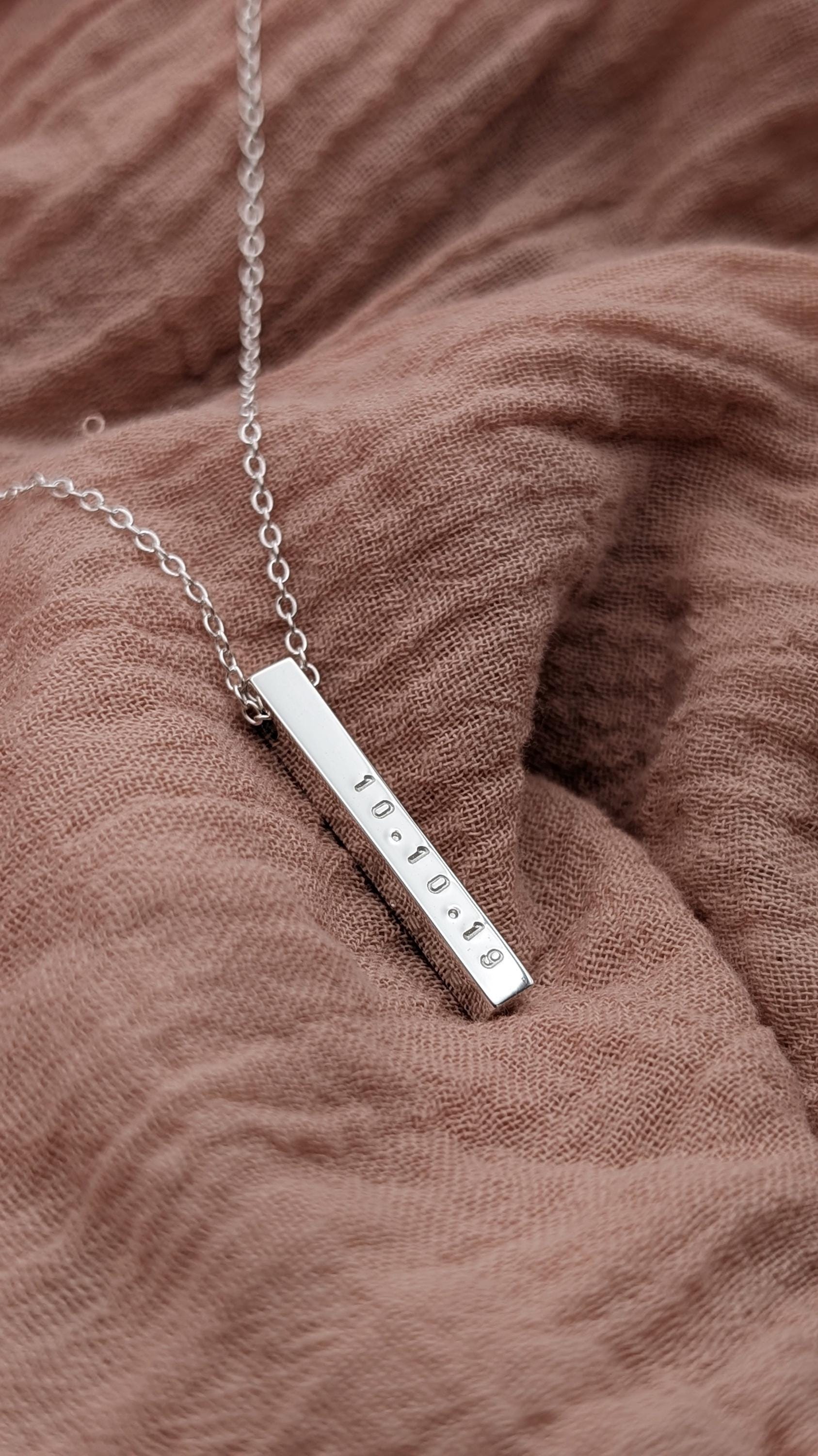 Sterling Silver Solid Bar Personalised Necklace