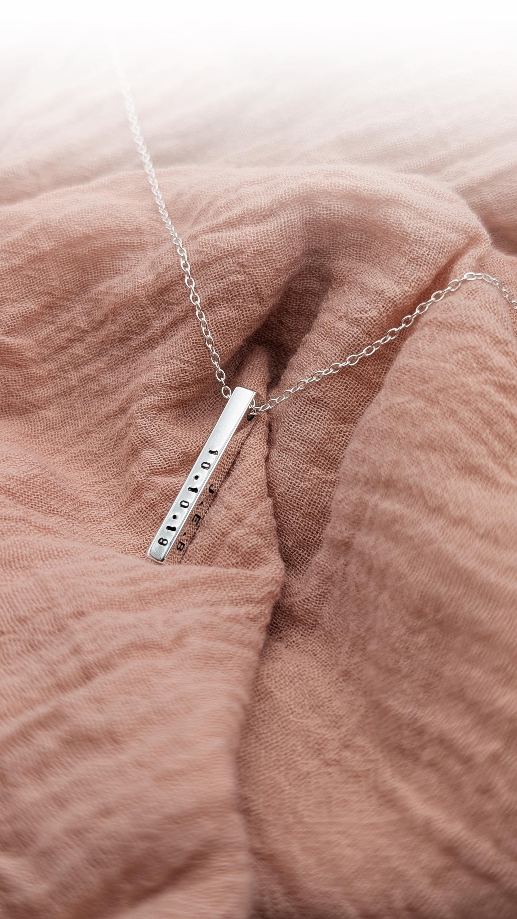 Sterling Silver Solid Bar Personalised Necklace