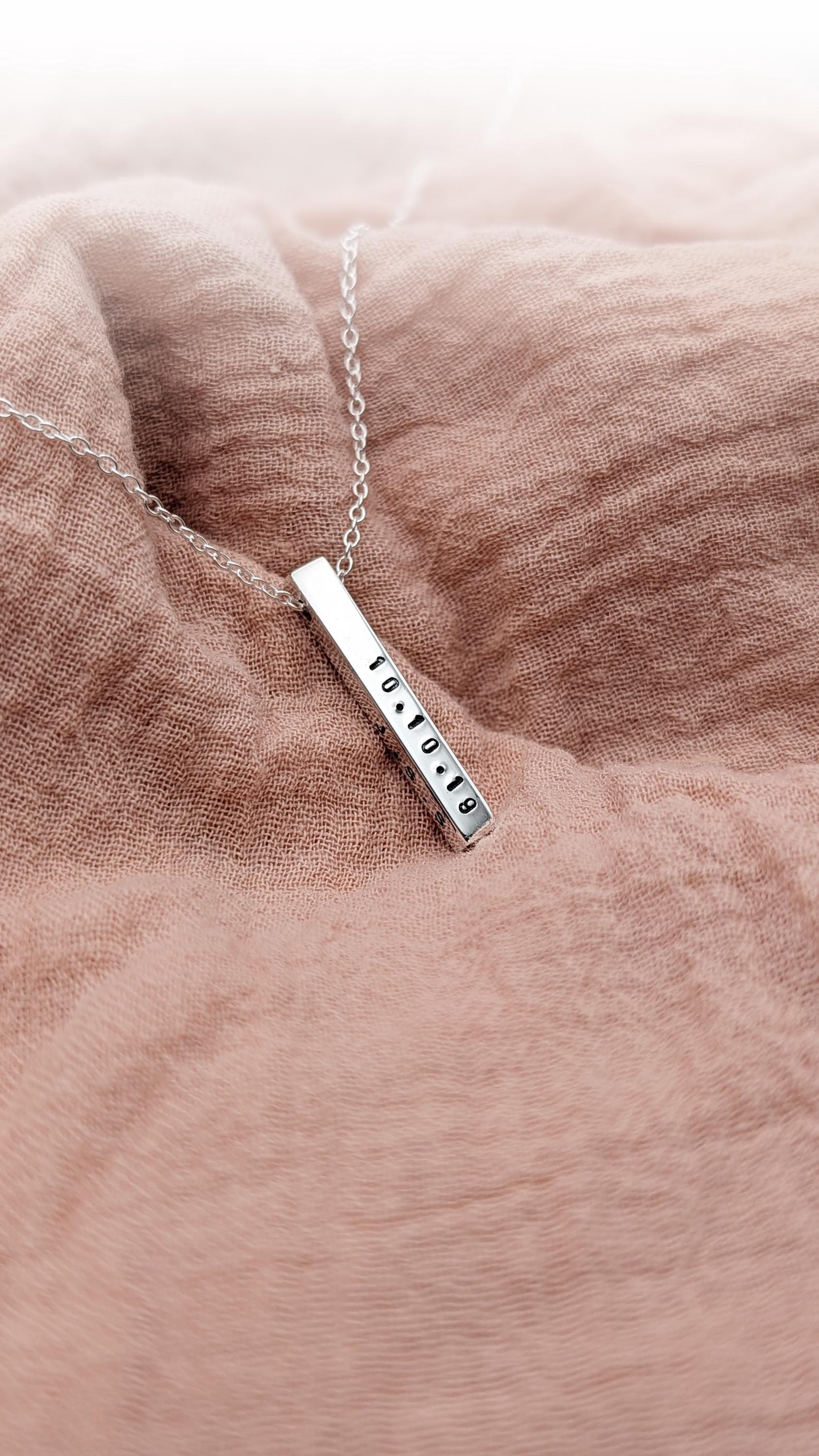 Sterling Silver Solid Bar Personalised Necklace