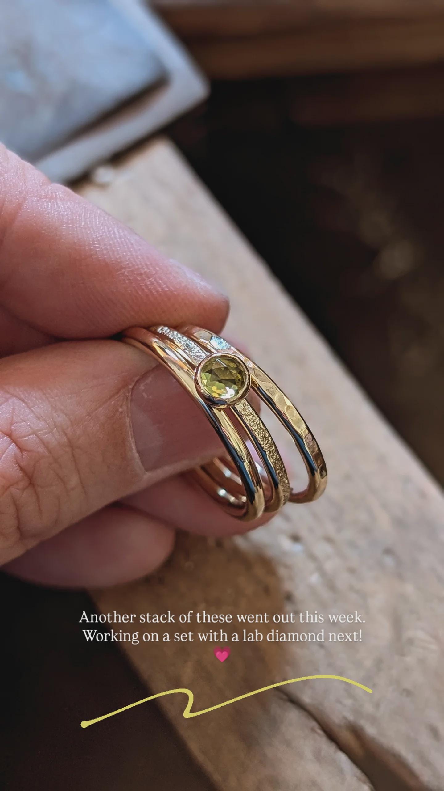Solid 9ct Recycled Gold Thick Stacking Ring Set