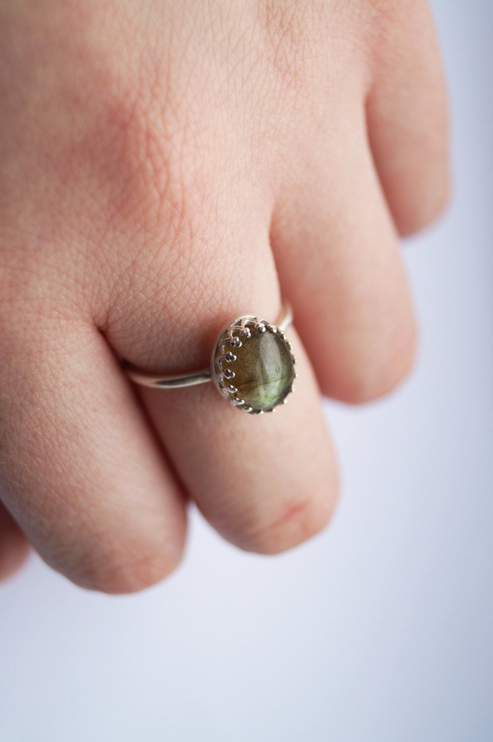 Labradorite Crown Recycled Sterling Silver Ring ~ statement ring, stacking ring, gemstone, unique, solitaire, victorian, gothic, recycled