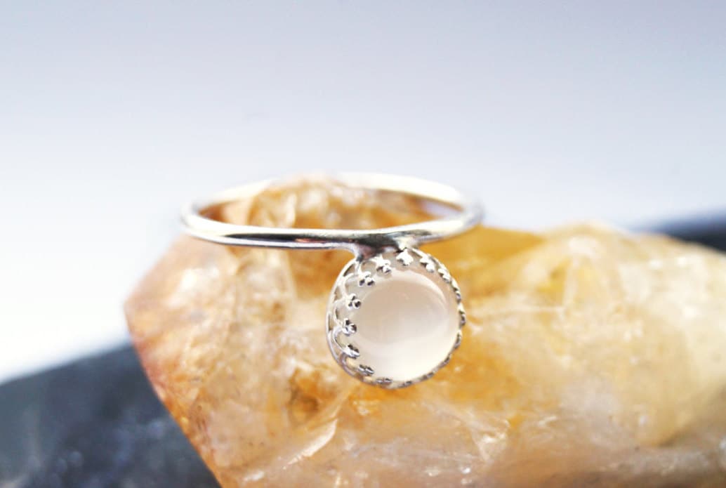 Floating Gemstone Crown Recycled Sterling Silver Ring ~ statement ring, stacking ring, gemstone, moonstone, gothic