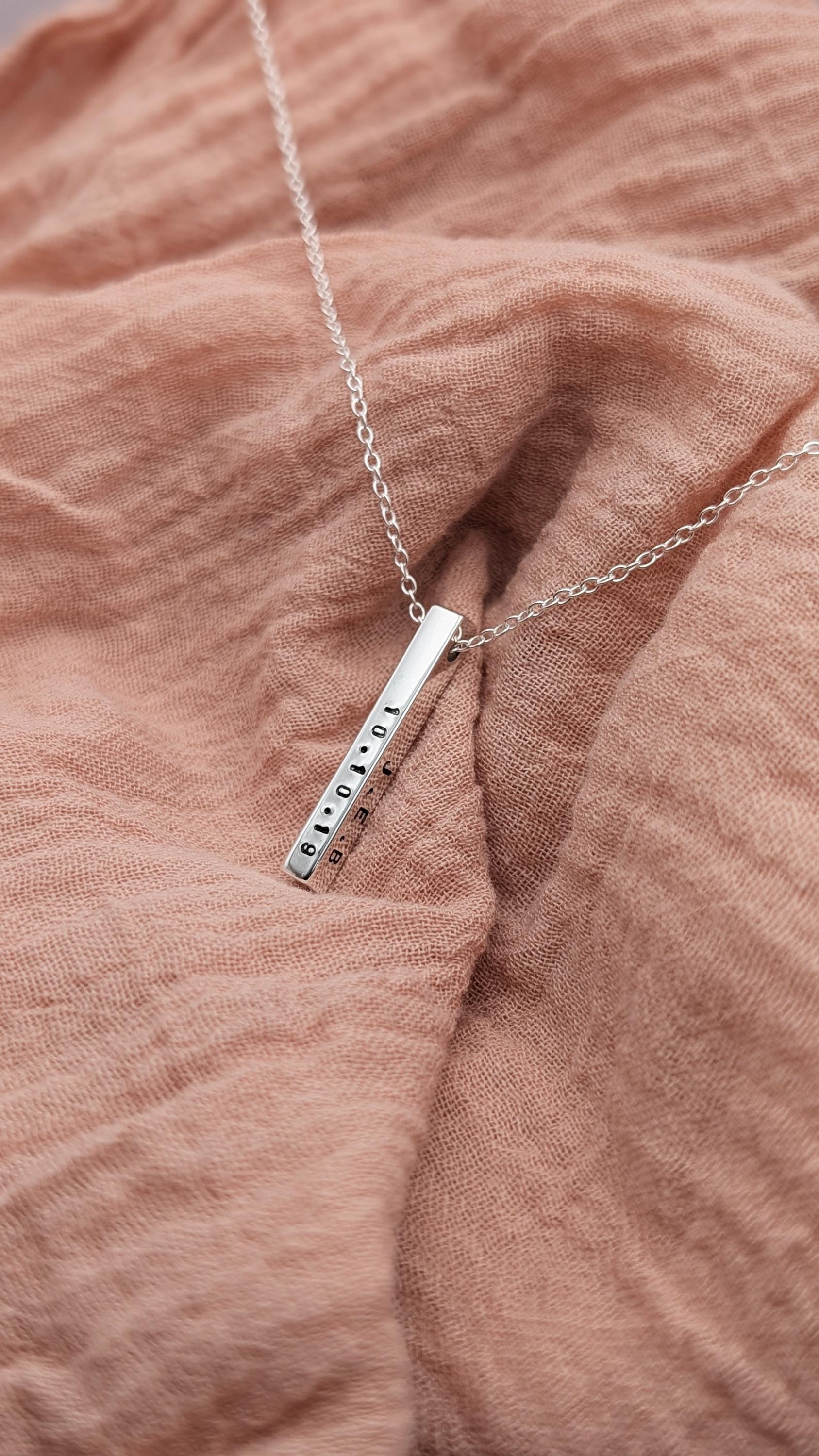 Sterling Silver Solid Bar Personalised Necklace