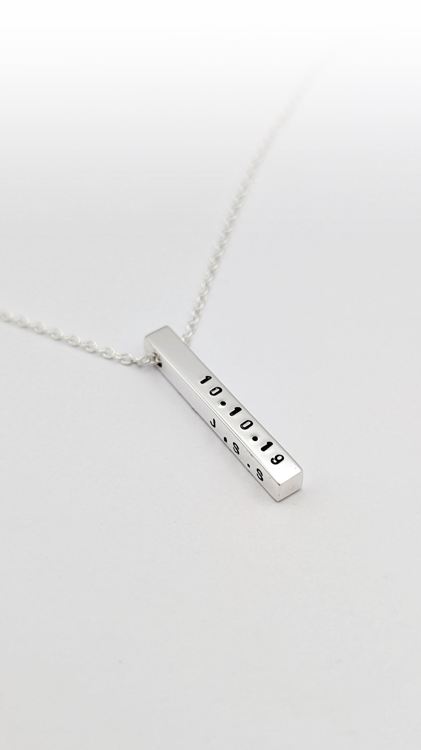 Sterling Silver Solid Bar Personalised Necklace