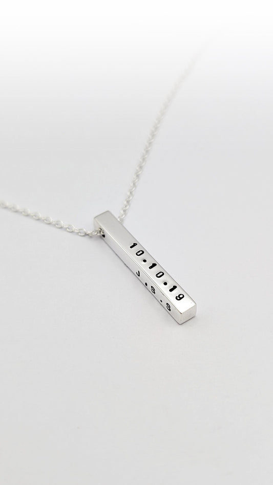 Sterling Silver Solid Bar Personalised Necklace