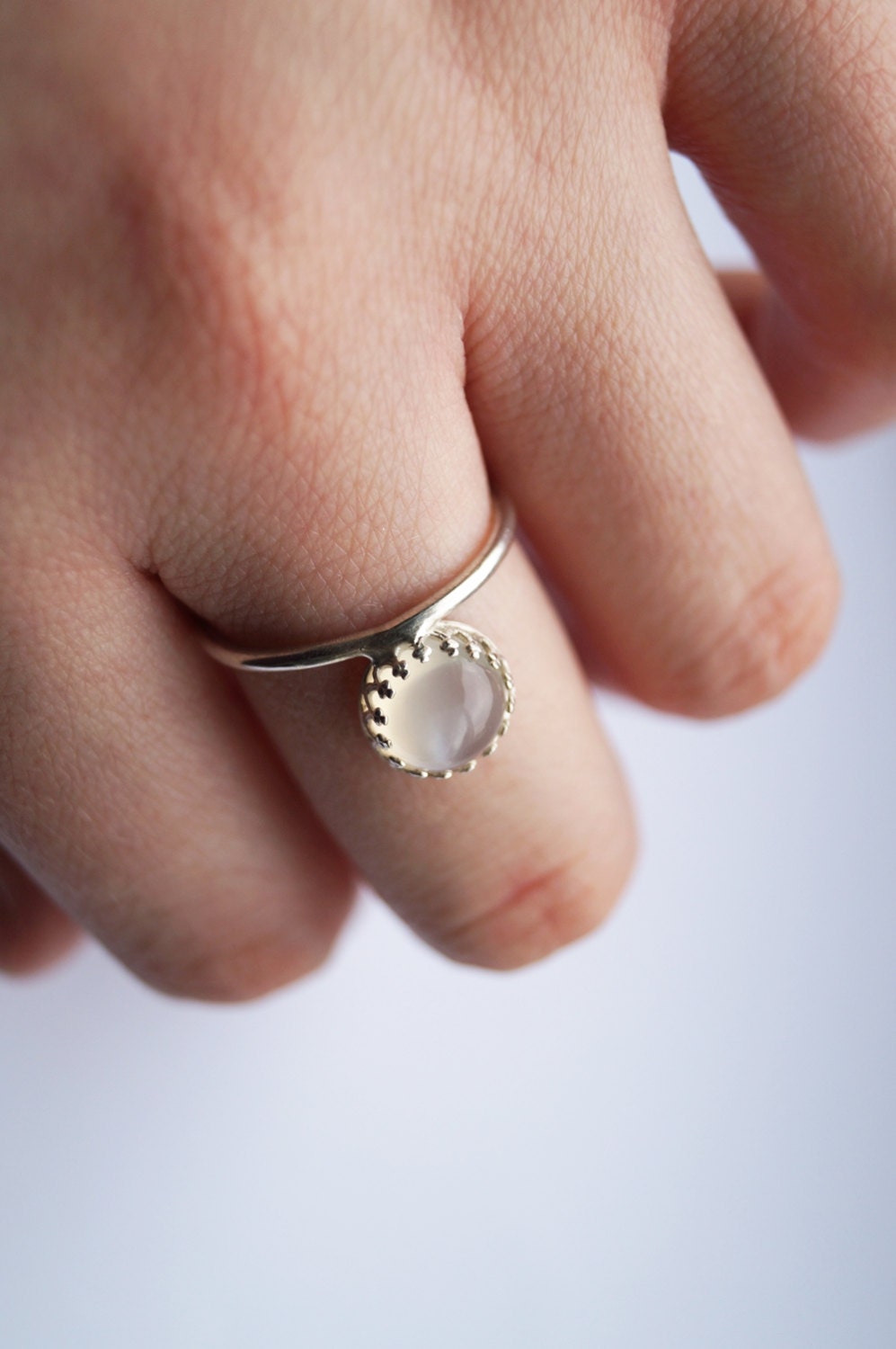 Floating Gemstone Crown Recycled Sterling Silver Ring