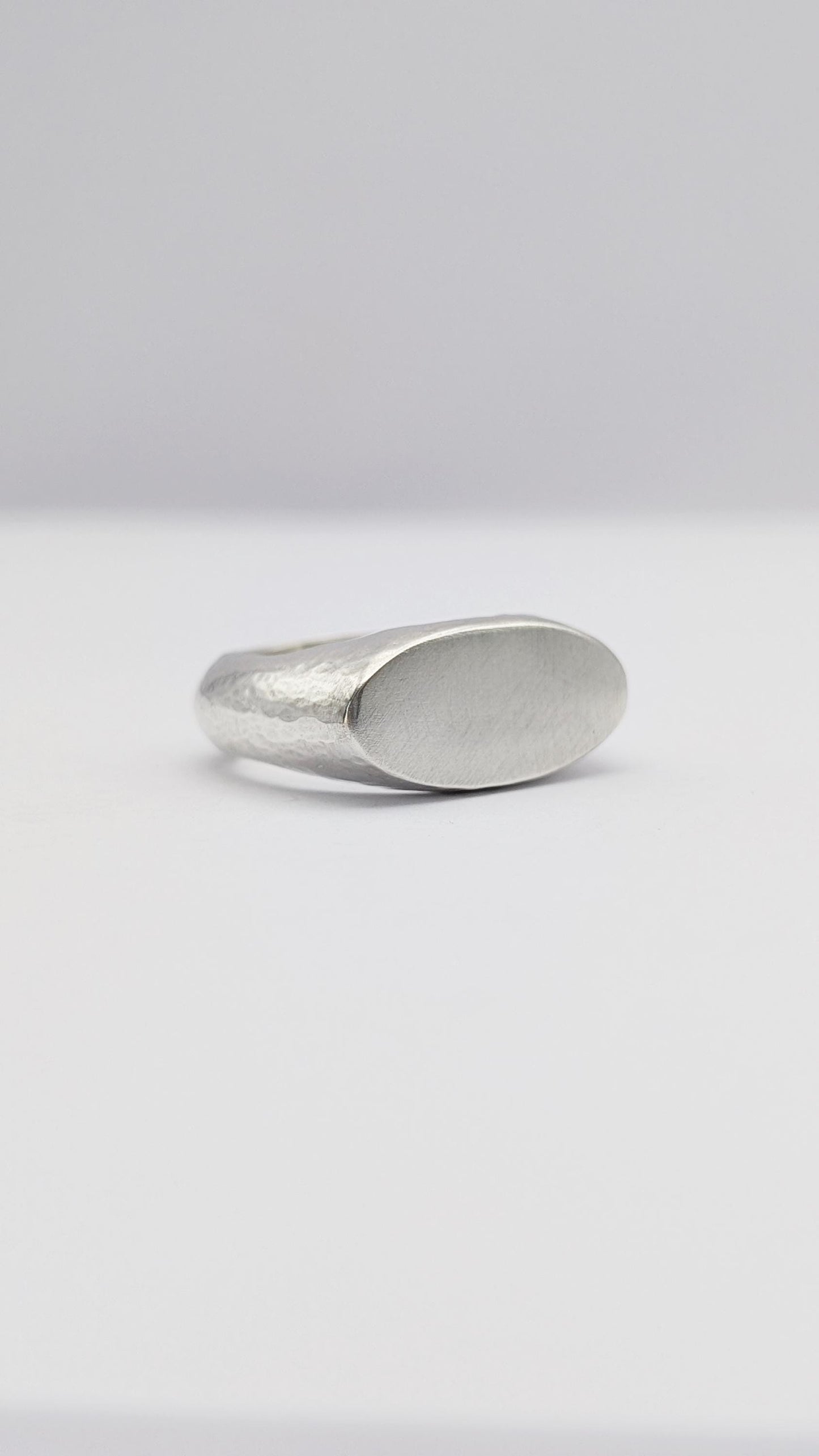 Chunky Oval Signet Ring Sterling Silver ~ statement ring, organic, heavyweight, solid, recycled metal