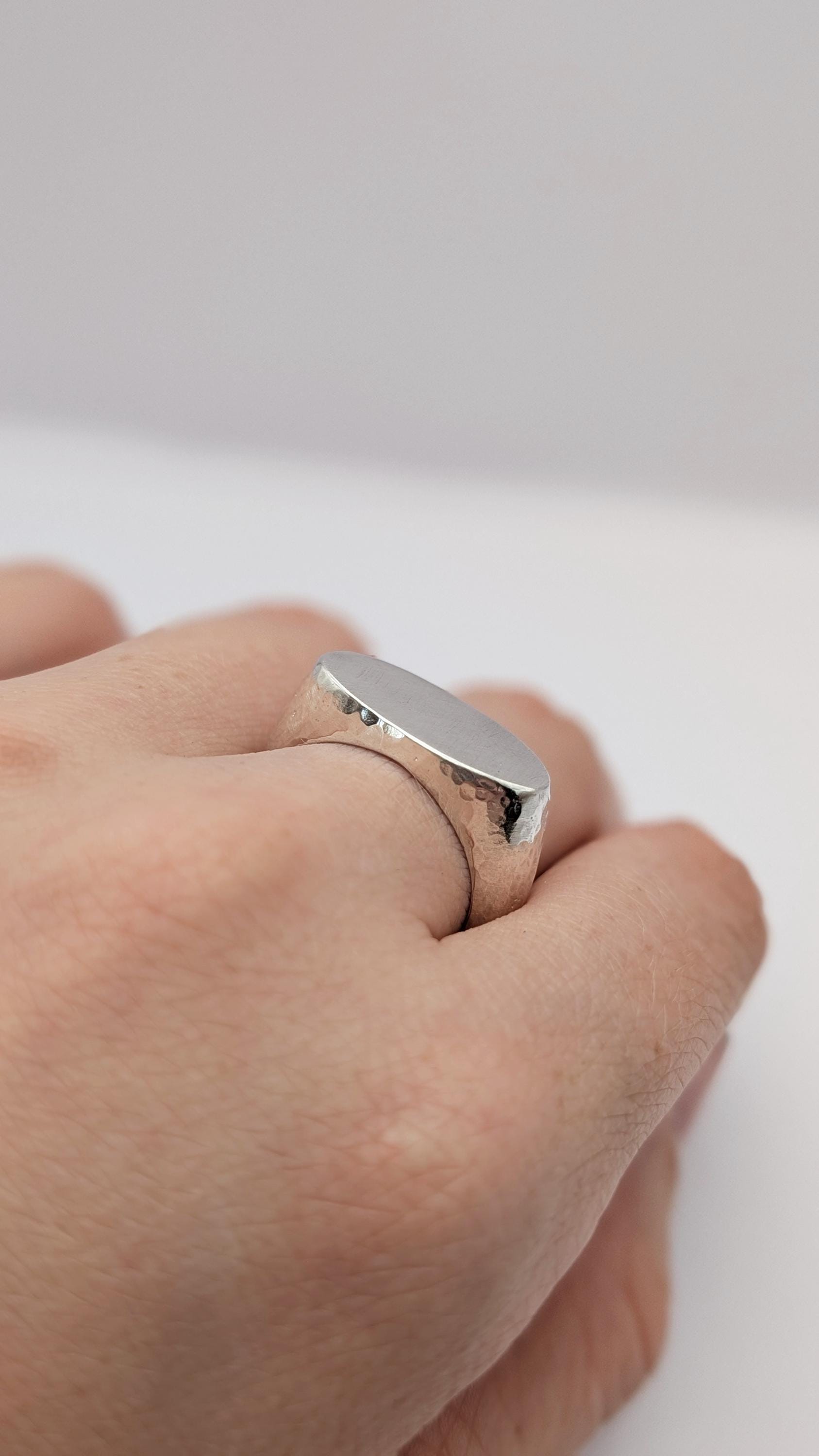 Chunky Oval Signet Ring Sterling Silver ~ statement ring, organic, heavyweight, solid, recycled metal