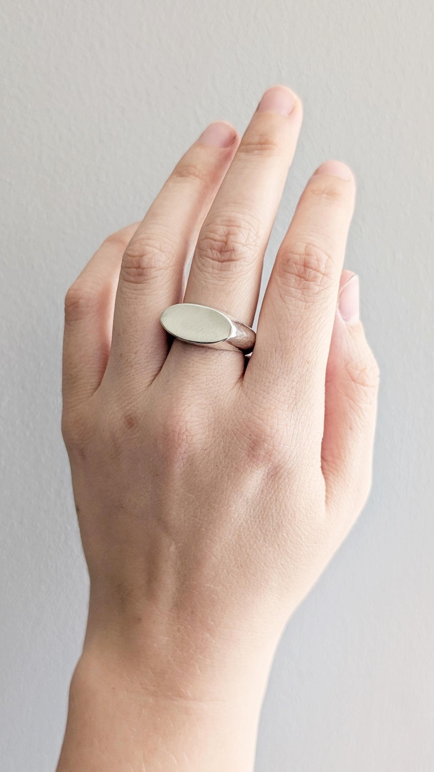 Chunky Oval Signet Ring Sterling Silver ~ statement ring, organic, heavyweight, solid, recycled metal