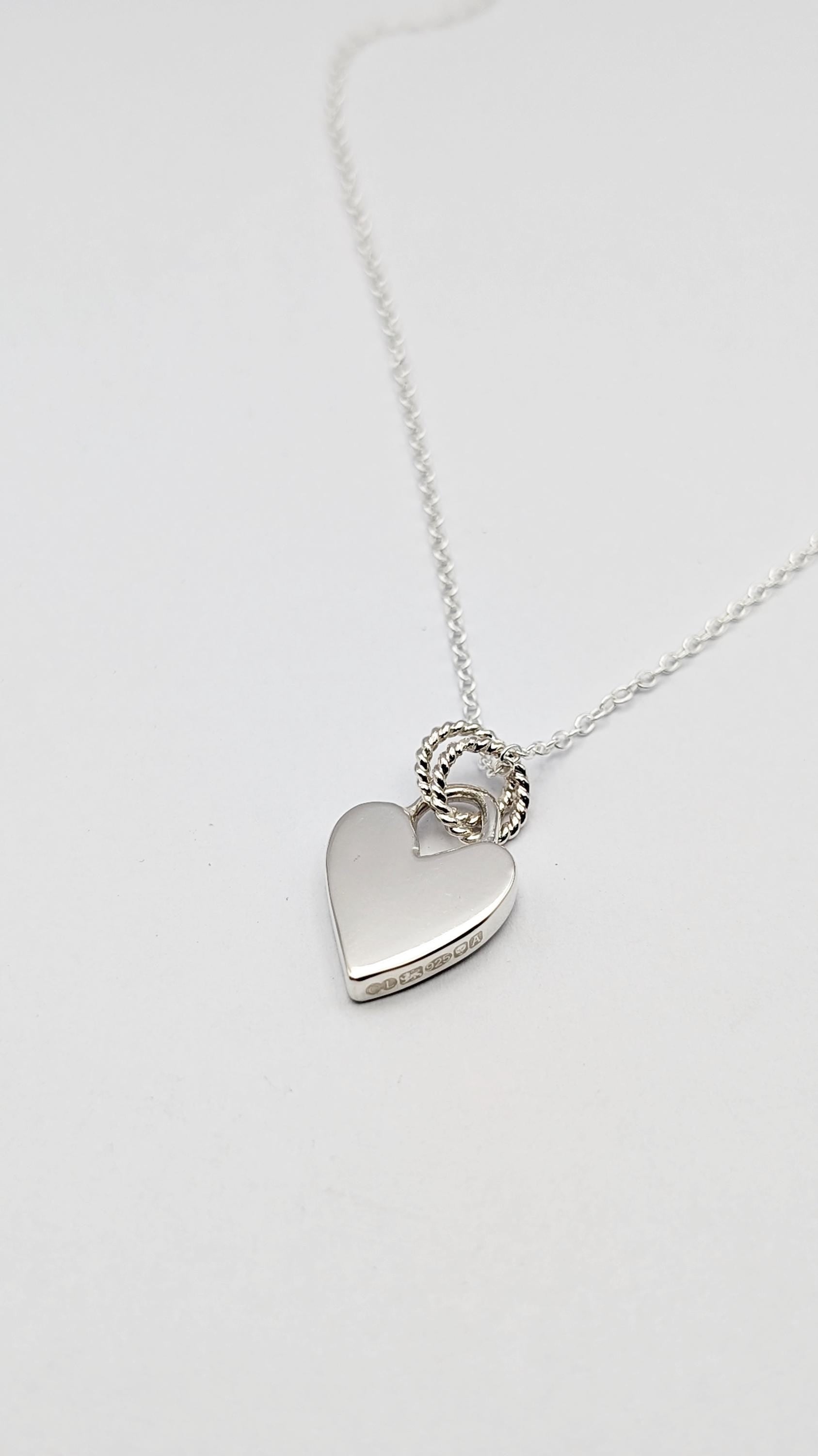 Scribble Heart Chunky Solid Sterling Silver Necklace