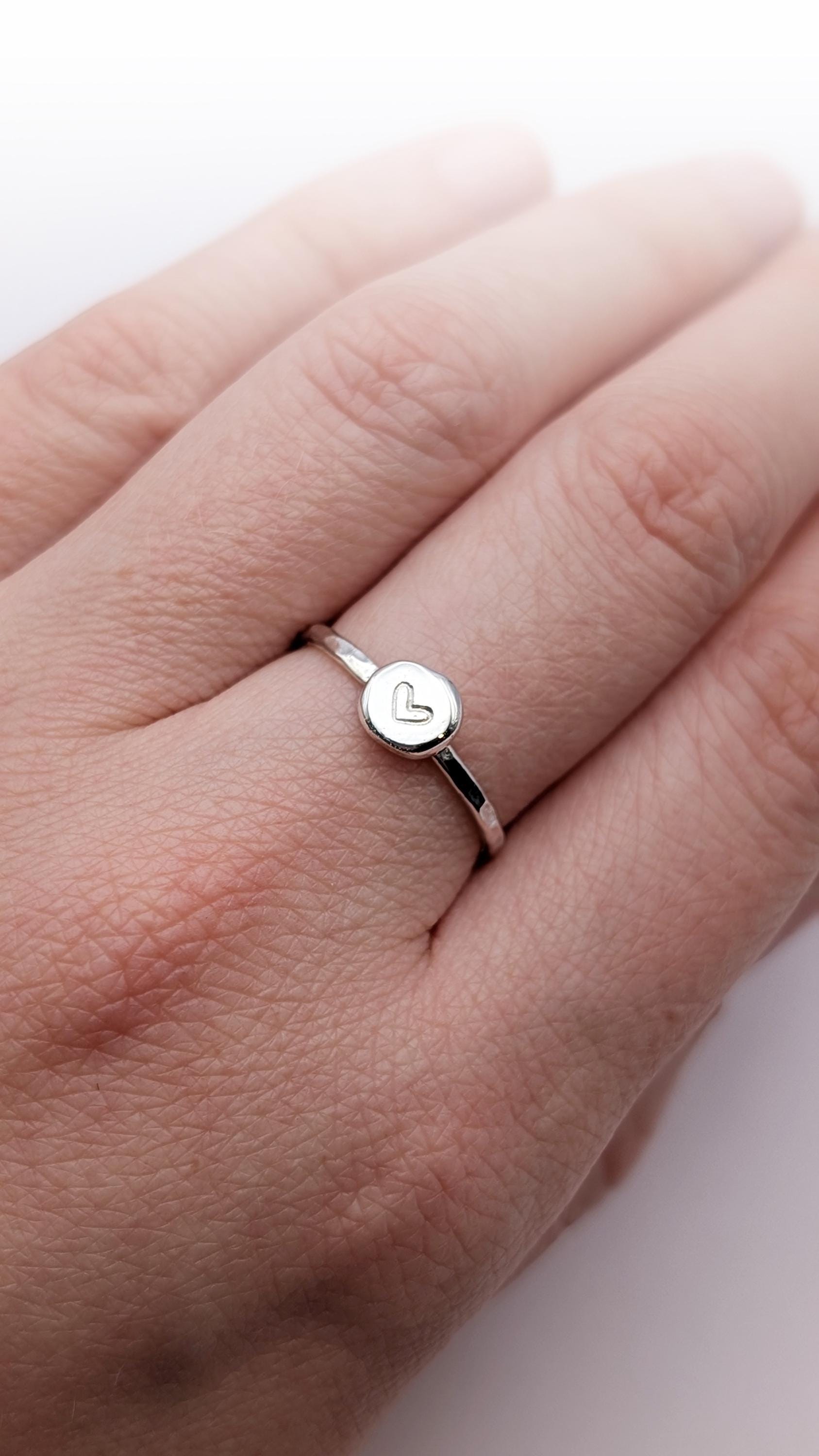 Personalised Initial Pebble Engraved Ring ~ Recycled Sterling Silver or 9ct Gold ~ statement, stacking, gift for her, monogram, stackable