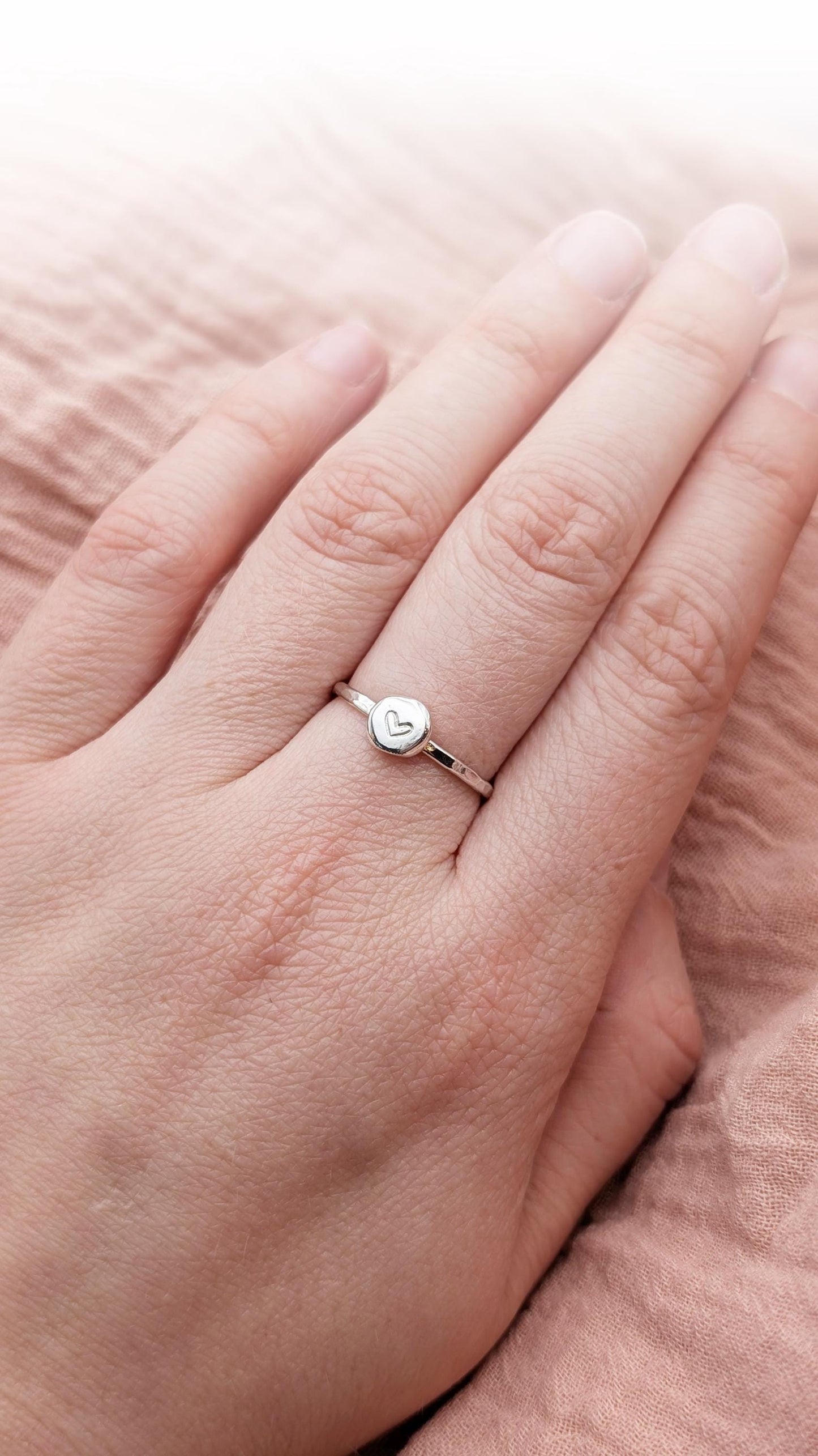 Personalised Initial Pebble Engraved Ring ~ Recycled Sterling Silver or 9ct Gold ~ statement, stacking, gift for her, monogram, stackable