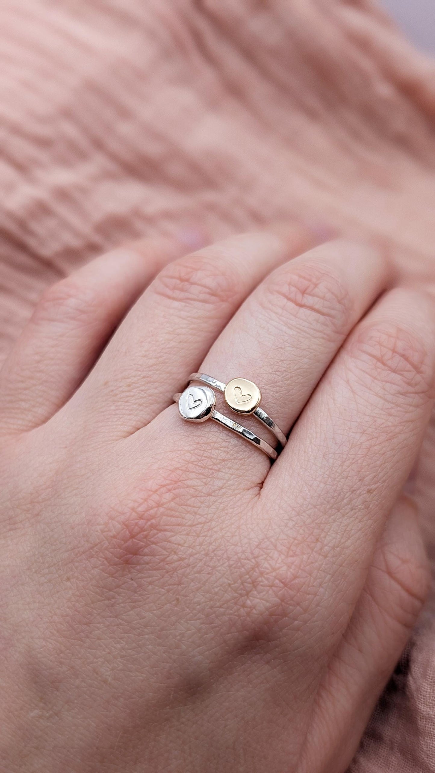 Personalised Initial Pebble Engraved Ring ~ Recycled Sterling Silver or 9ct Gold ~ statement, stacking, gift for her, monogram, stackable