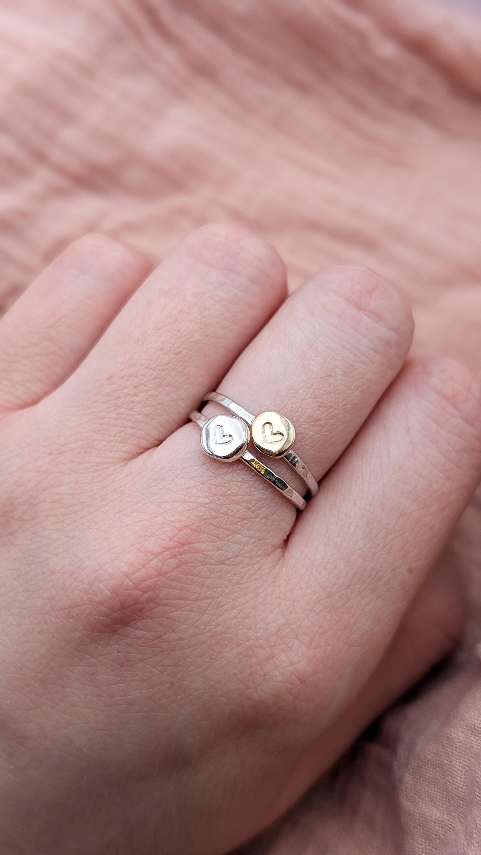 Personalised Initial Pebble Engraved Ring ~ Recycled Sterling Silver or 9ct Gold ~ statement, stacking, gift for her, monogram, stackable