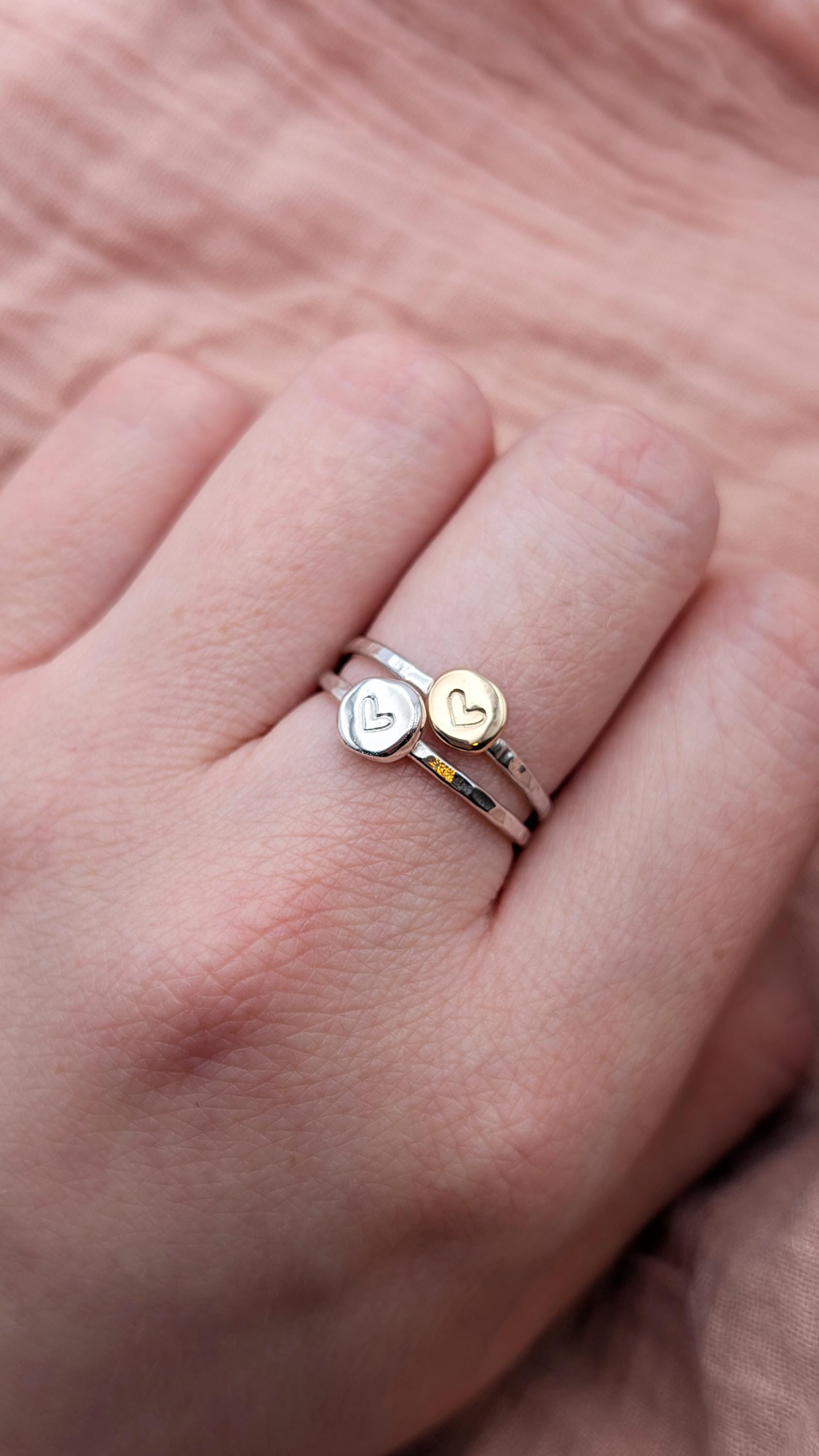 Personalised Initial Pebble Engraved Ring ~ Recycled Sterling Silver or 9ct Gold ~ statement, stacking, gift for her, monogram, stackable