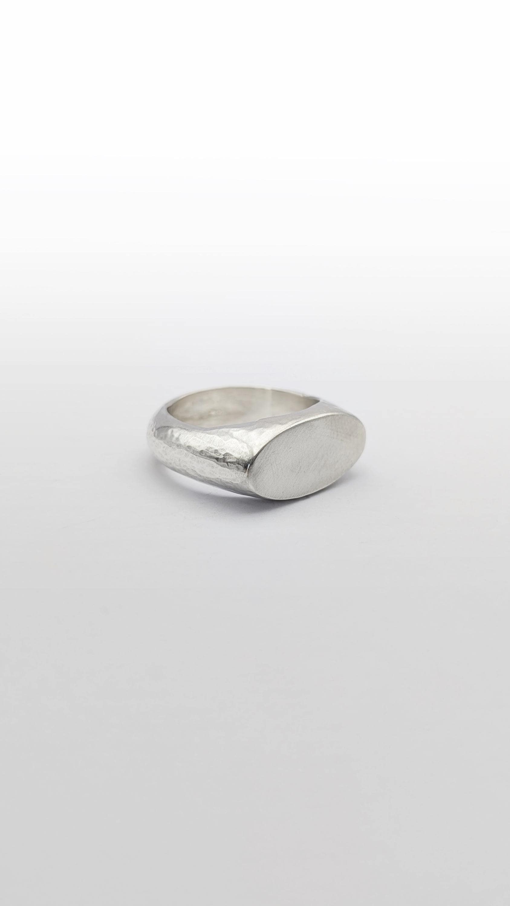 Chunky Oval Signet Ring Sterling Silver ~ statement ring, organic, heavyweight, solid, recycled metal