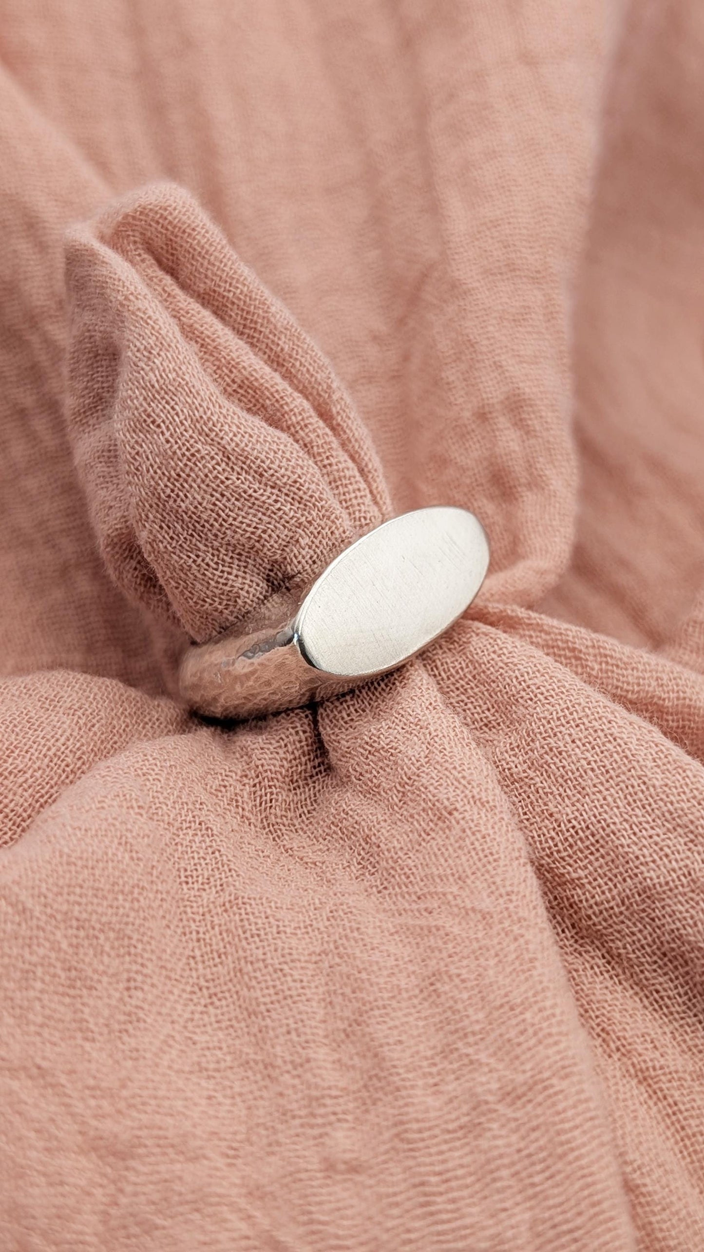 Chunky Oval Signet Ring Sterling Silver ~ statement ring, organic, heavyweight, solid, recycled metal