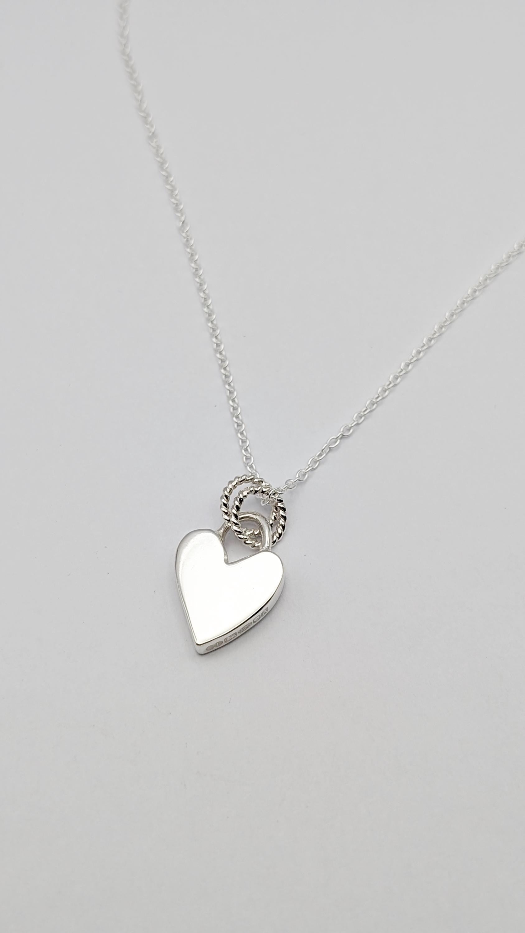 Scribble Heart Chunky Solid Sterling Silver Necklace