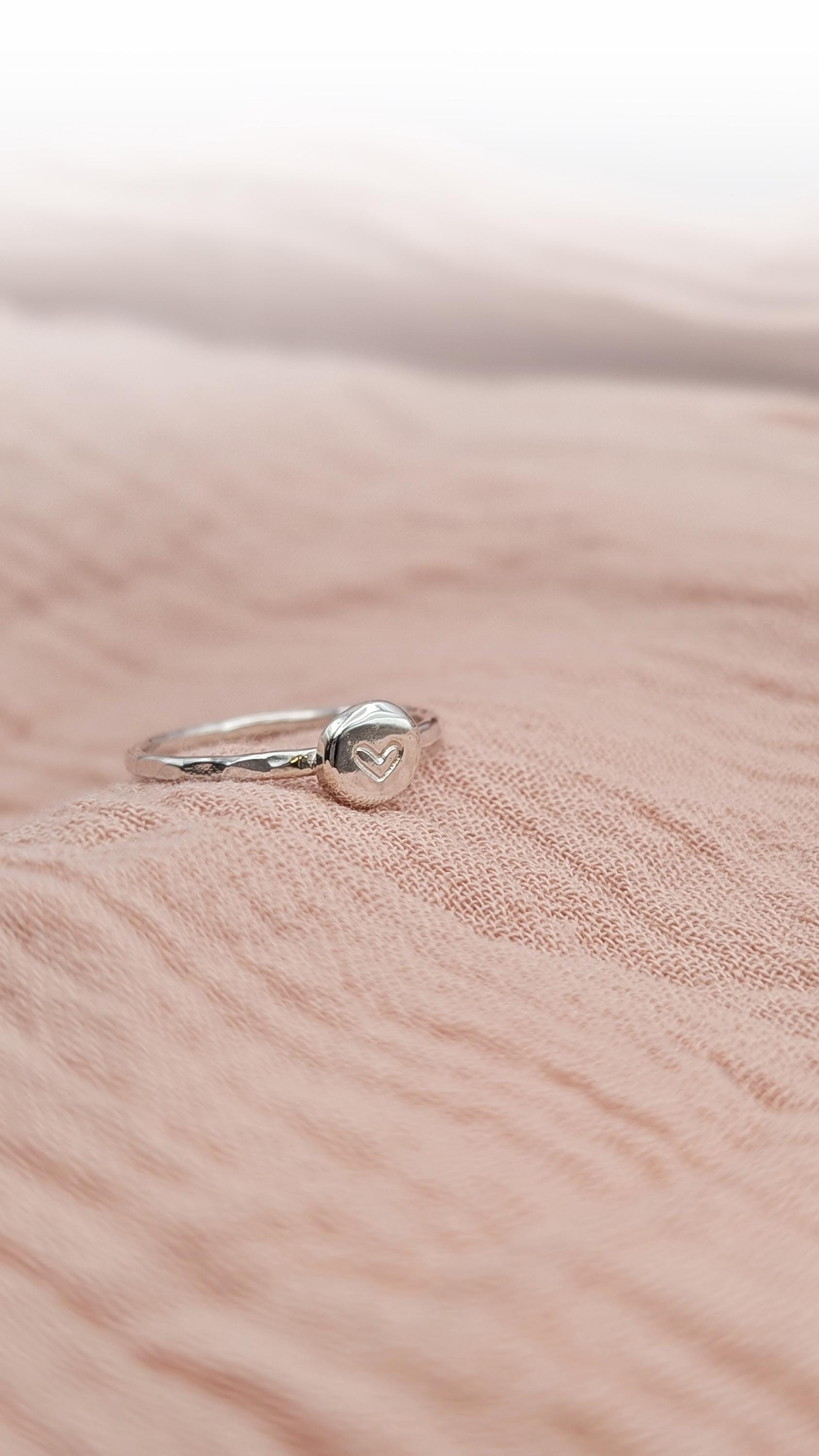 Personalised Initial Pebble Engraved Ring ~ Recycled Sterling Silver or 9ct Gold ~ statement, stacking, gift for her, monogram, stackable