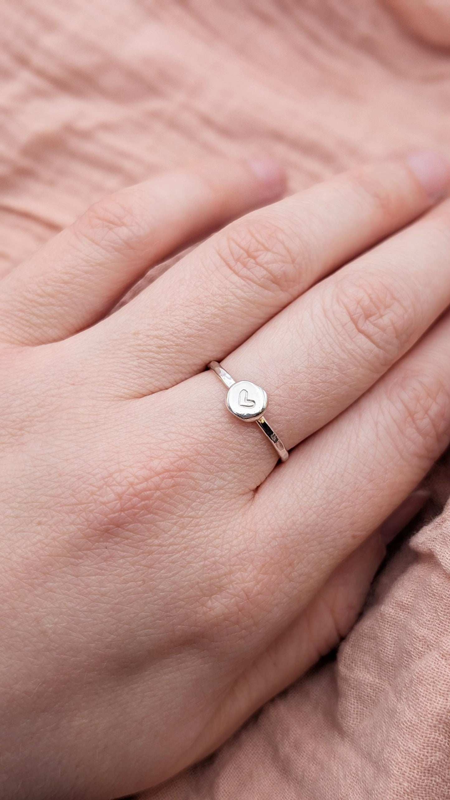 Personalised Initial Pebble Engraved Ring ~ Recycled Sterling Silver or 9ct Gold ~ statement, stacking, gift for her, monogram, stackable
