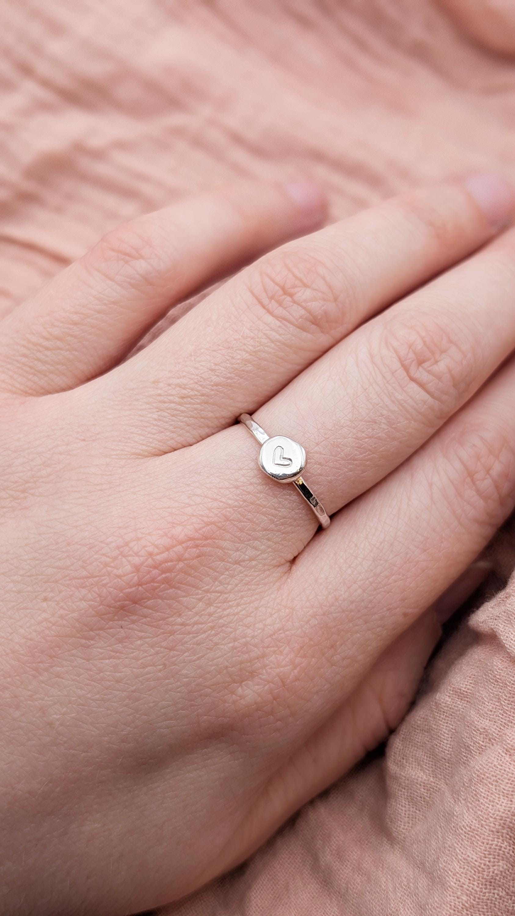 Personalised Initial Pebble Engraved Ring ~ Recycled Sterling Silver or 9ct Gold ~ statement, stacking, gift for her, monogram, stackable