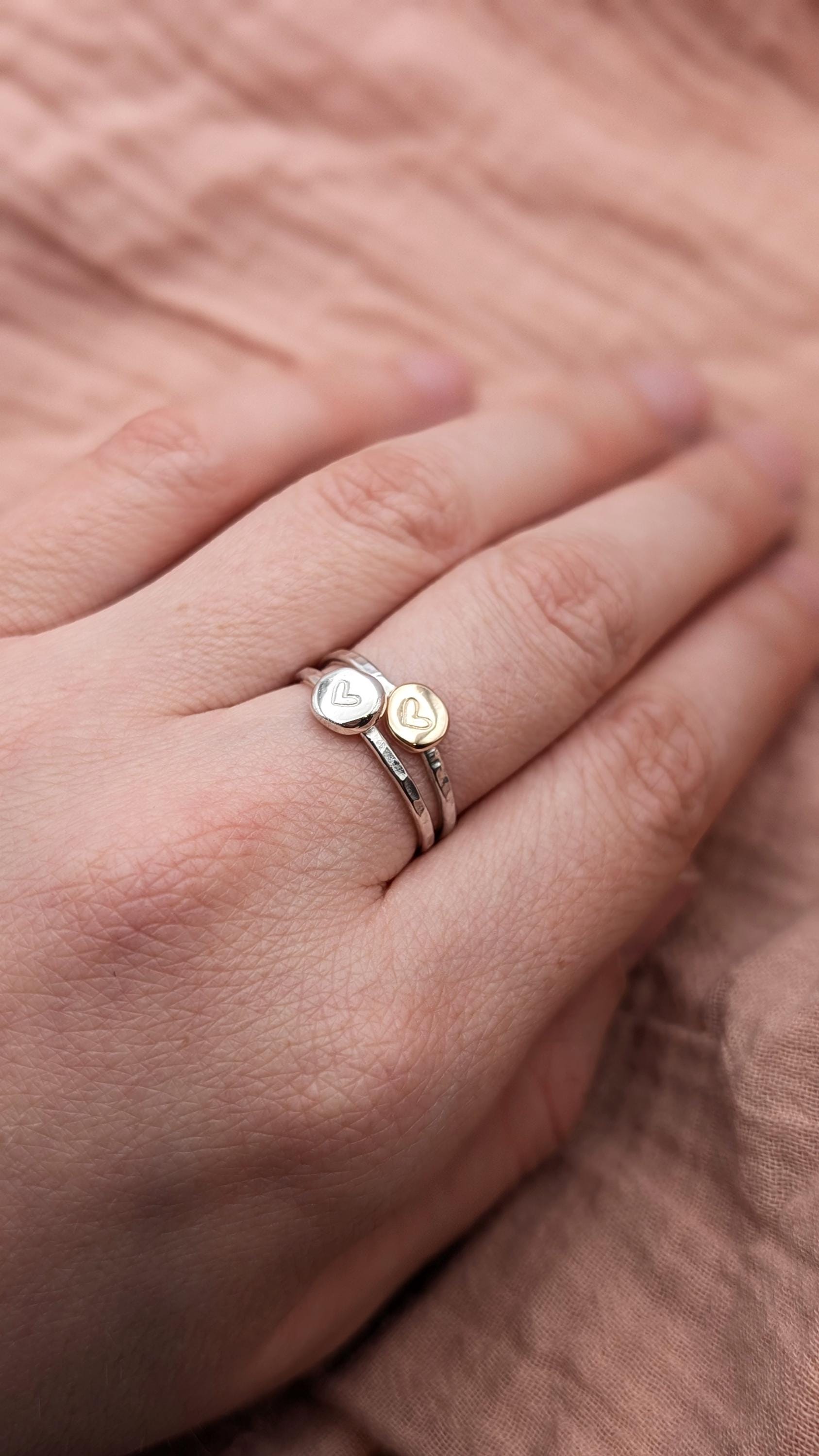 Personalised Initial Pebble Engraved Ring ~ Recycled Sterling Silver or 9ct Gold ~ statement, stacking, gift for her, monogram, stackable
