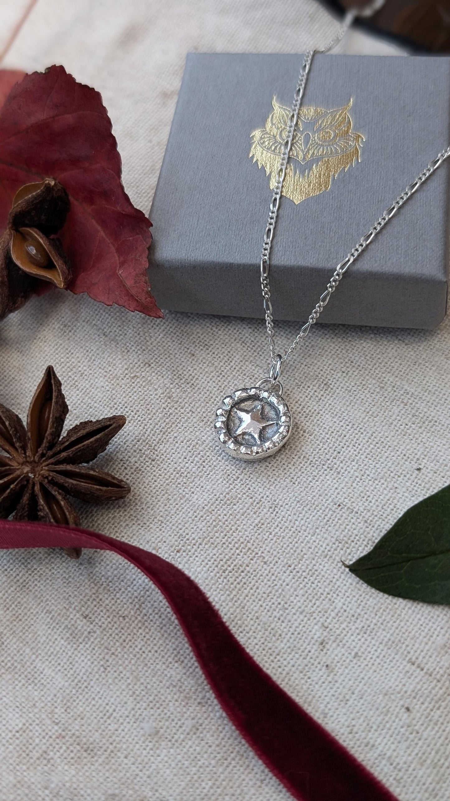 Little Mince Pie Pendant Necklace ~ Sterling Silver or 9ct Gold ~ Christmas Jewellery, unique