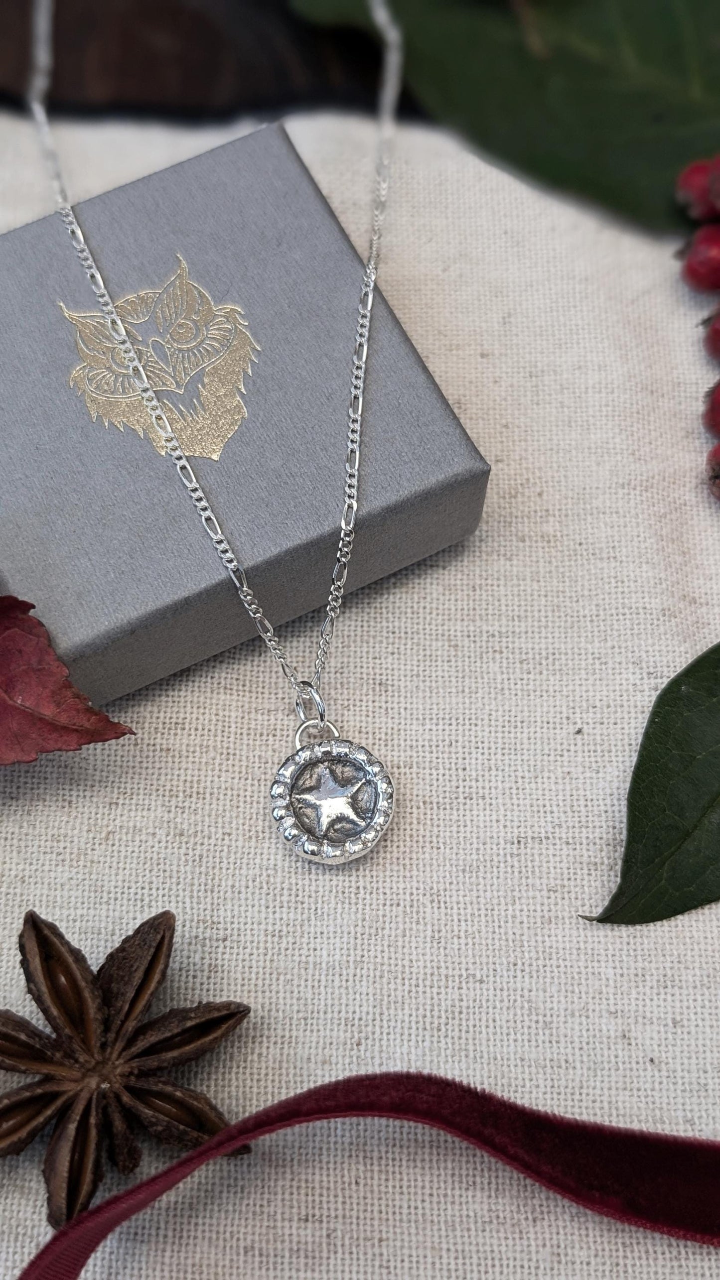 Little Mince Pie Pendant Necklace ~ Sterling Silver or 9ct Gold ~ Christmas Jewellery, unique
