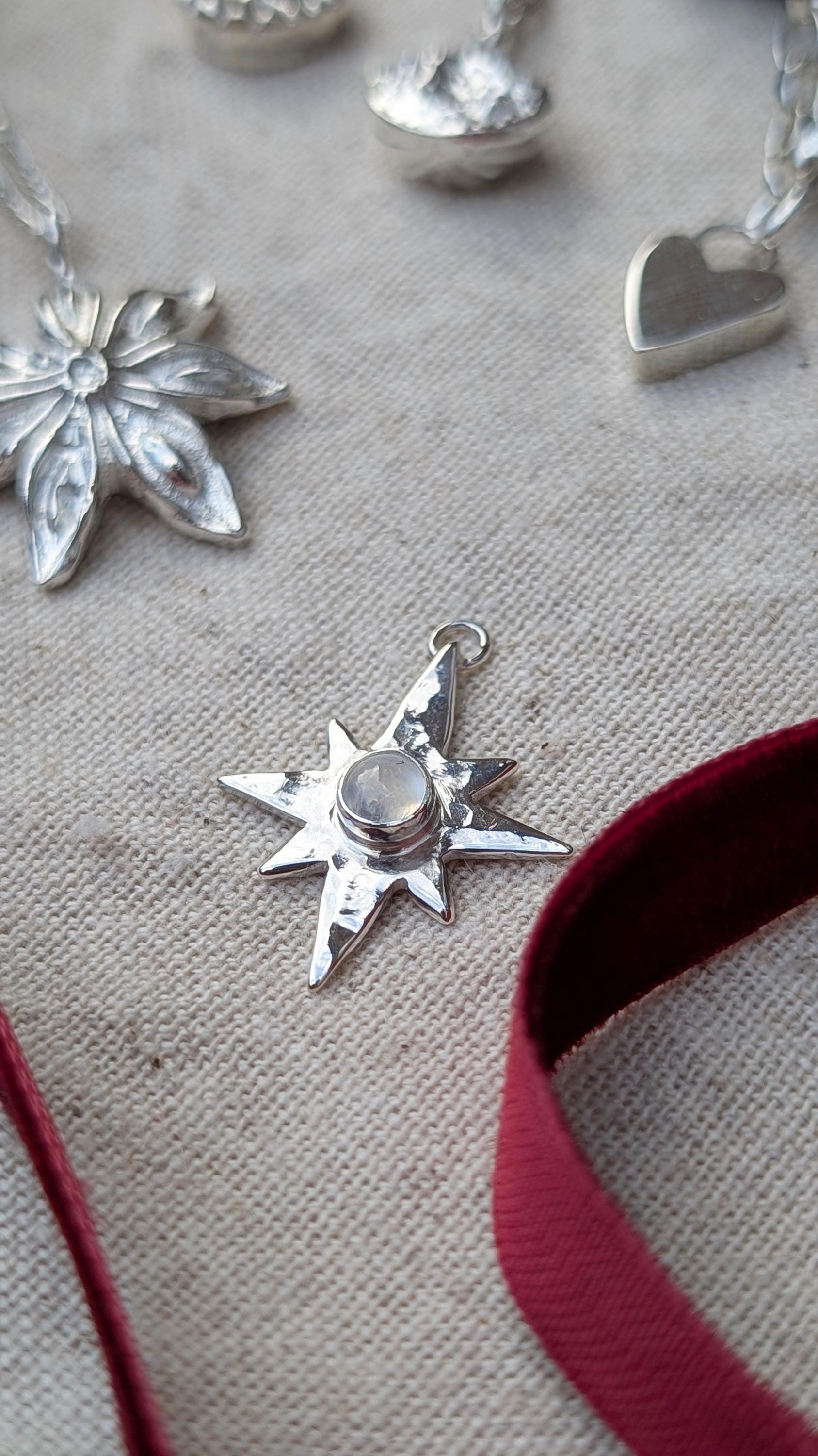 Scribble Heart Chunky Solid Sterling Silver Necklace