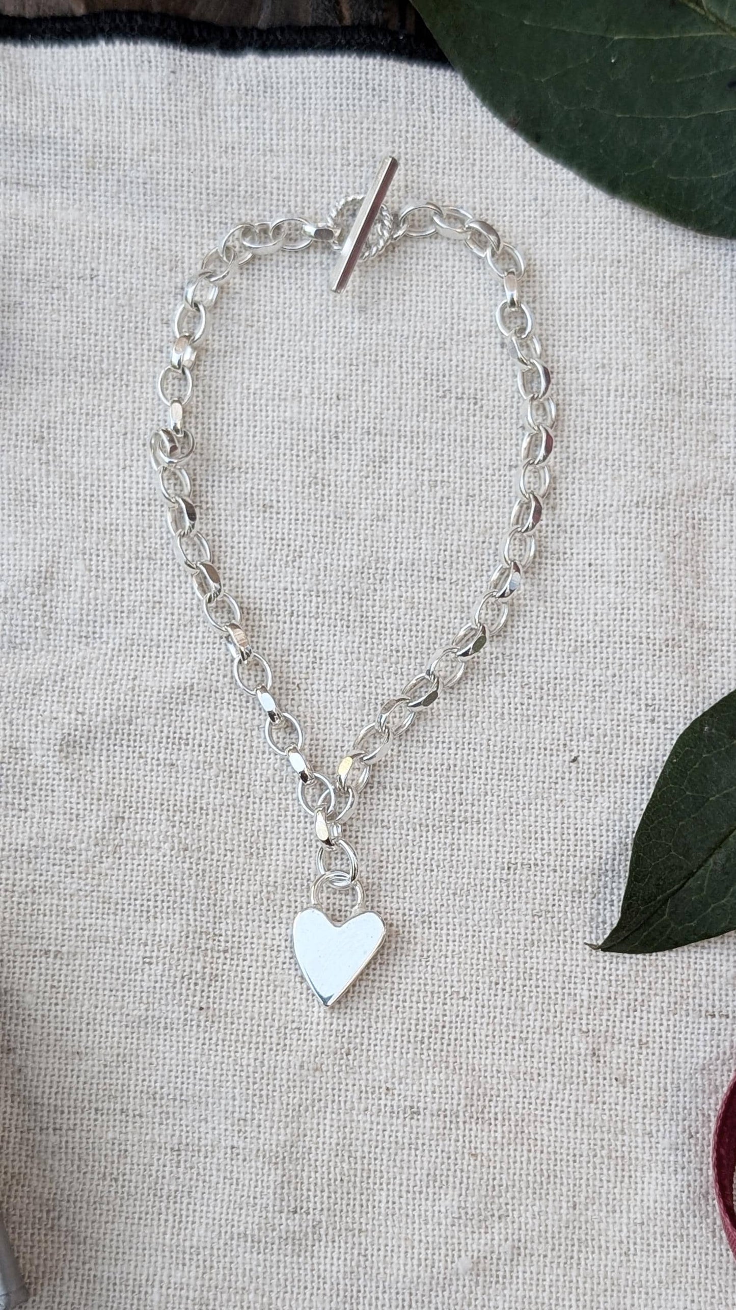 Scribble Heart Sterling Silver Charm Chain Bracelet ~ recycled metal, christmas gift, birthday, gift for her, valentine's day