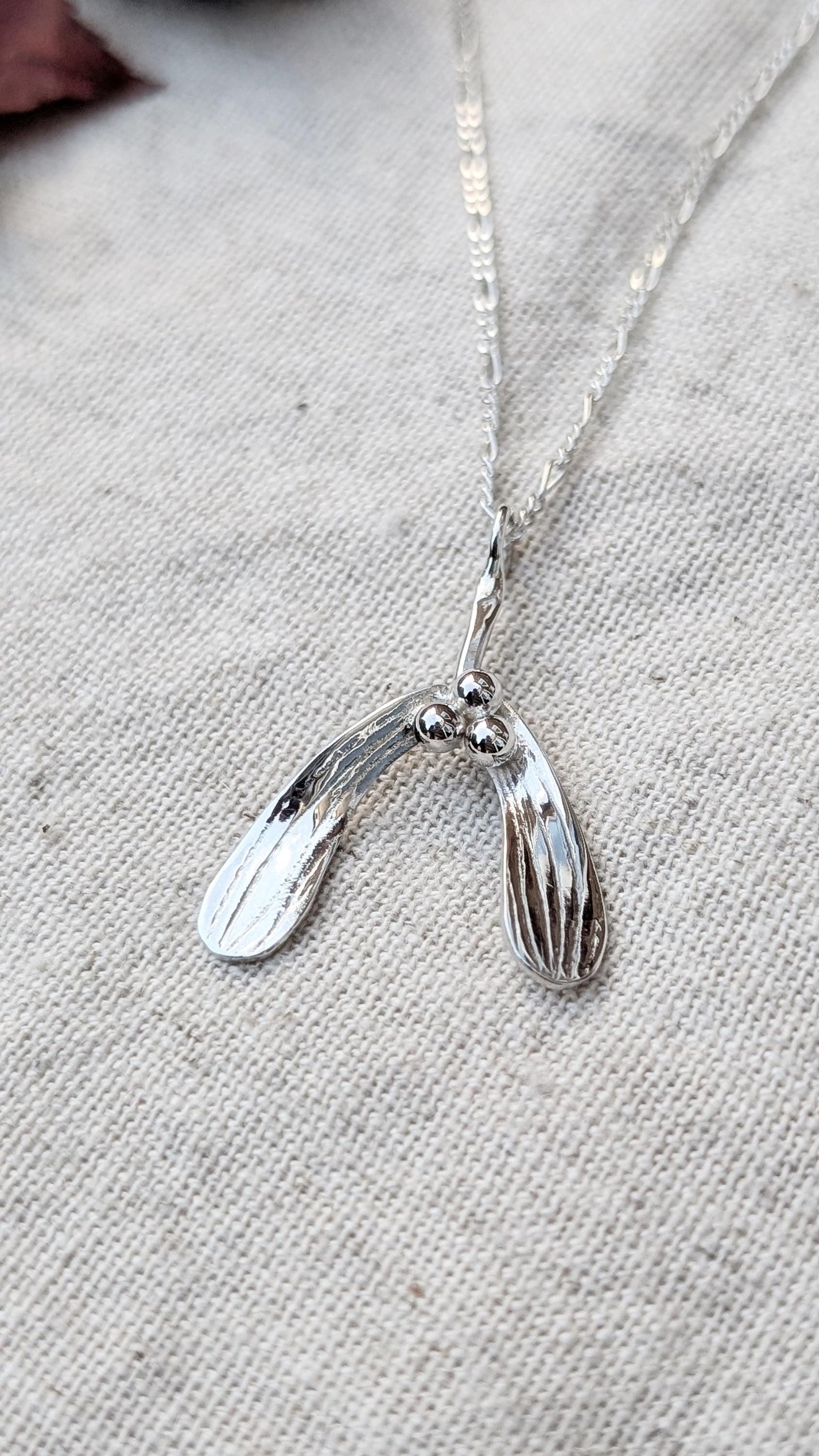 Mistletoe Recycled Sterling Silver Pendant Necklace ~ Christmas Jewellery, valentine's, love gift, girlfriend, wife, best friend, keepsake