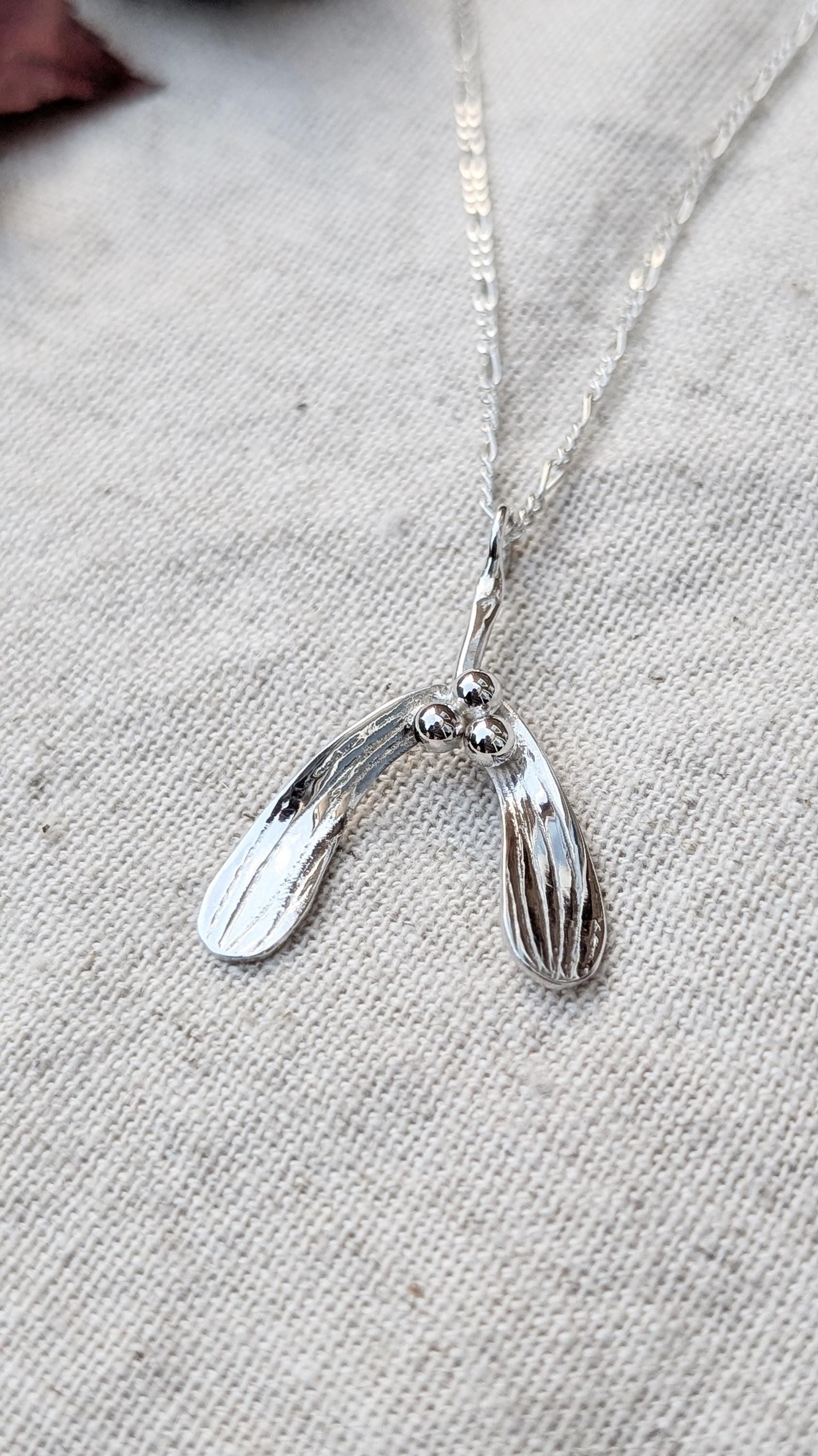 Mistletoe Recycled Sterling Silver Pendant Necklace ~ Christmas Jewellery, valentine's, love gift, girlfriend, wife, best friend, keepsake
