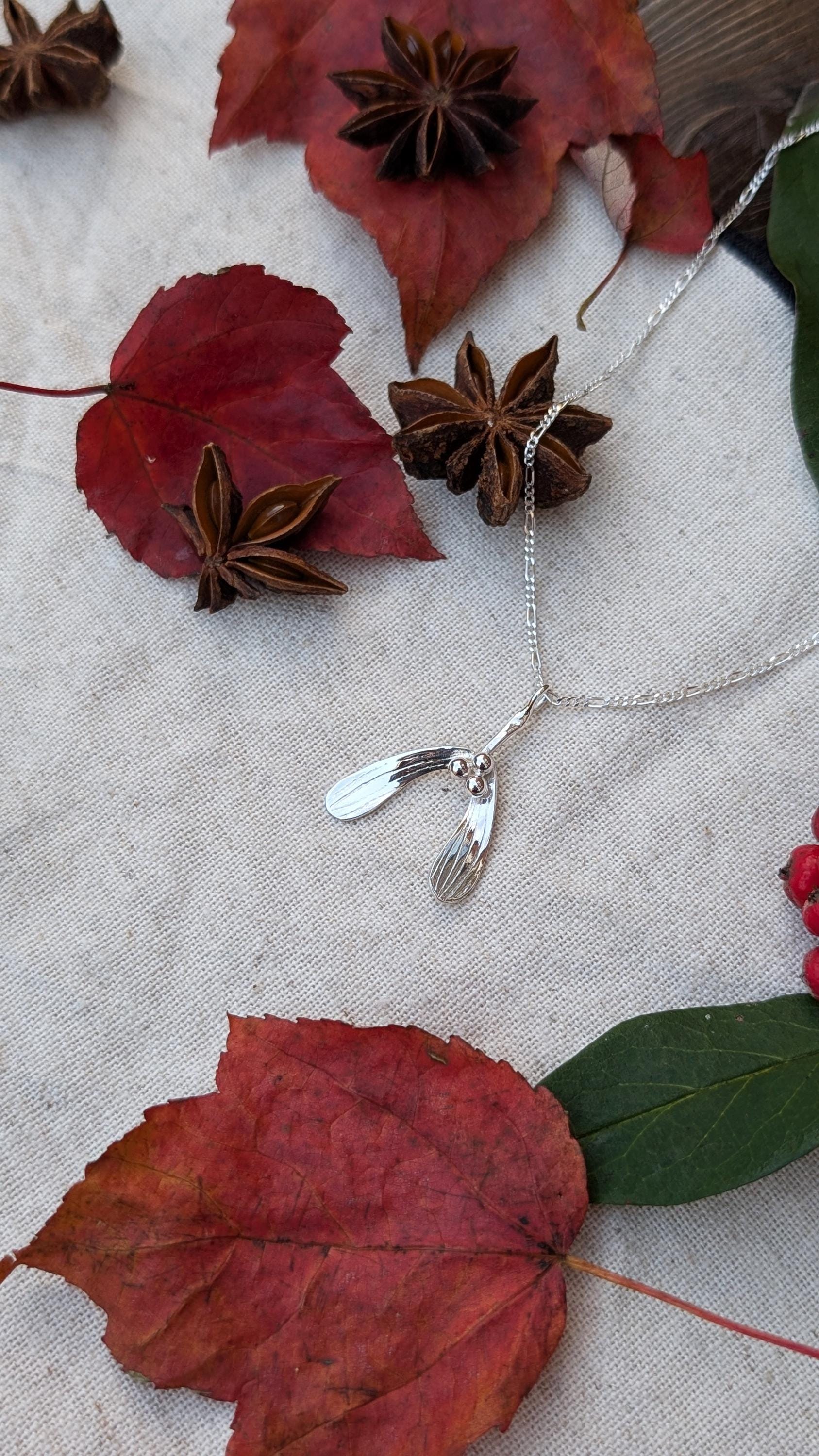 Mistletoe Recycled Sterling Silver Pendant Necklace ~ Christmas Jewellery, valentine's, love gift, girlfriend, wife, best friend, keepsake