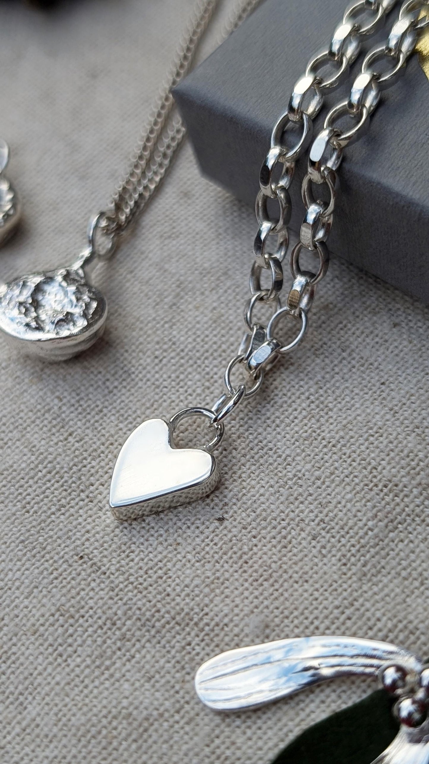 Scribble Heart Sterling Silver Charm Chain Bracelet ~ recycled metal, christmas gift, birthday, gift for her, valentine's day