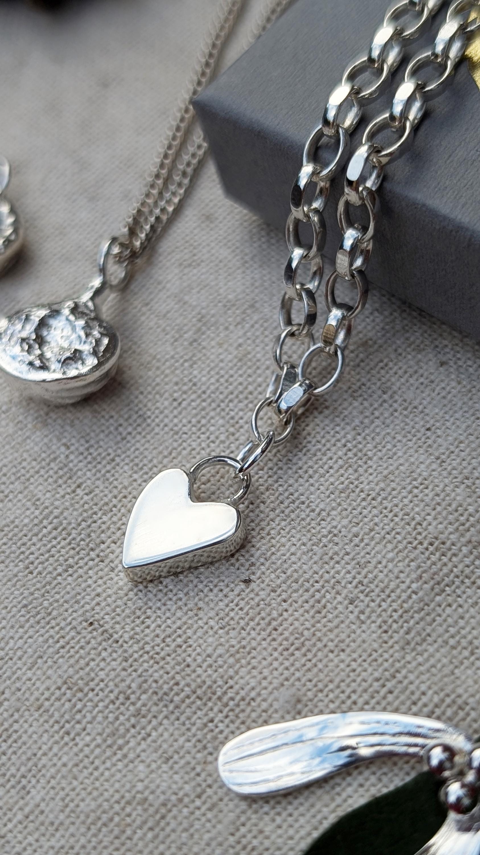 Scribble Heart Sterling Silver Charm Chain Bracelet ~ recycled metal, christmas gift, birthday, gift for her, valentine's day