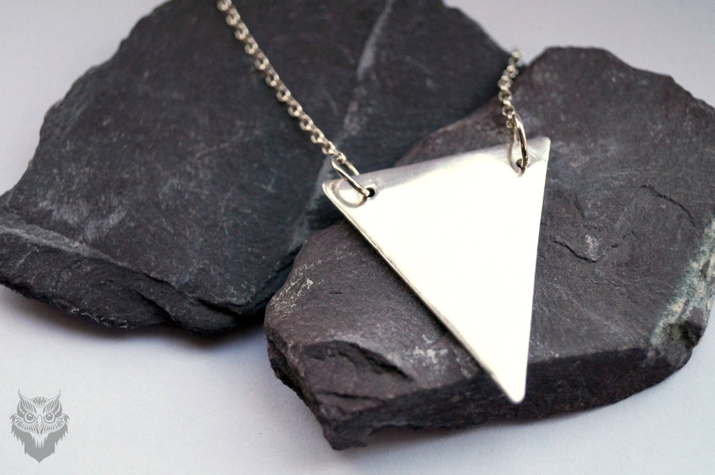 Large Triangle Sterling Silver Necklace