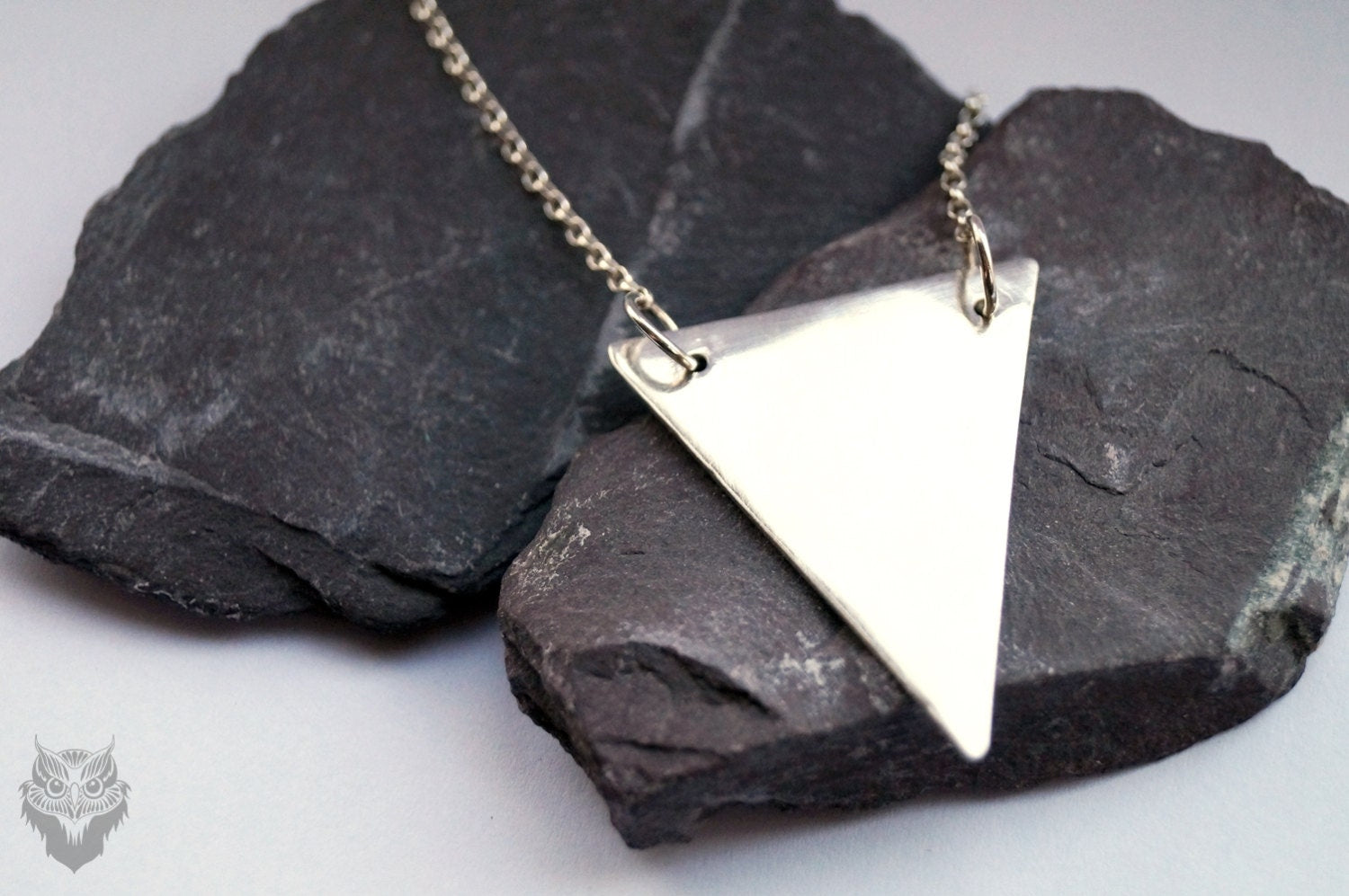 Large Triangle Sterling Silver Necklace