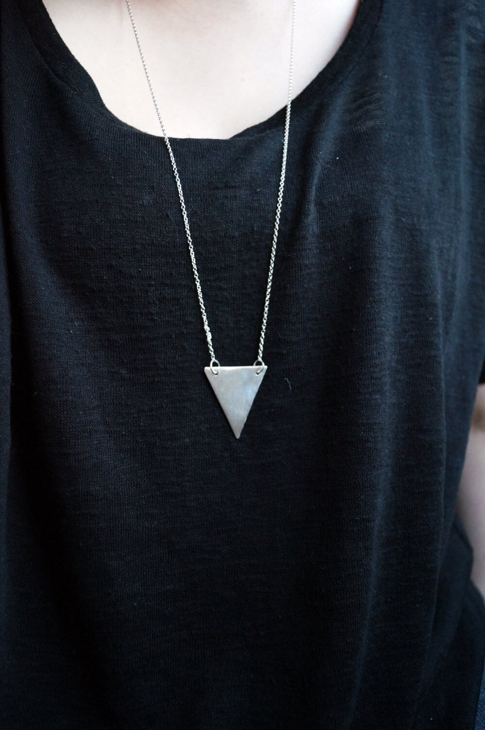 Large Triangle Sterling Silver Necklace